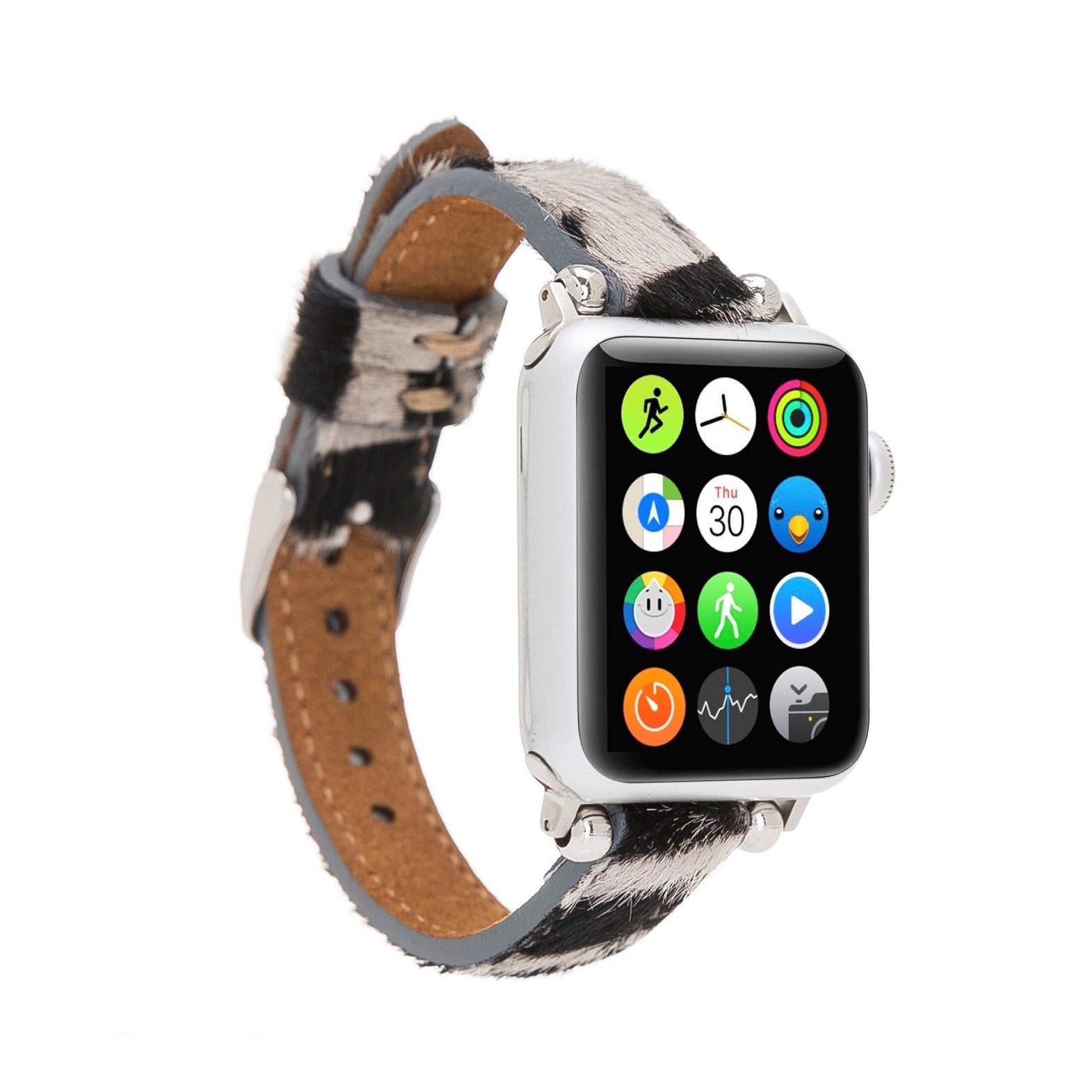 Ferro Strap - Full Grain Leather Band for Apple Watch - FURRY ZEBRA PATTERNED - saracleather