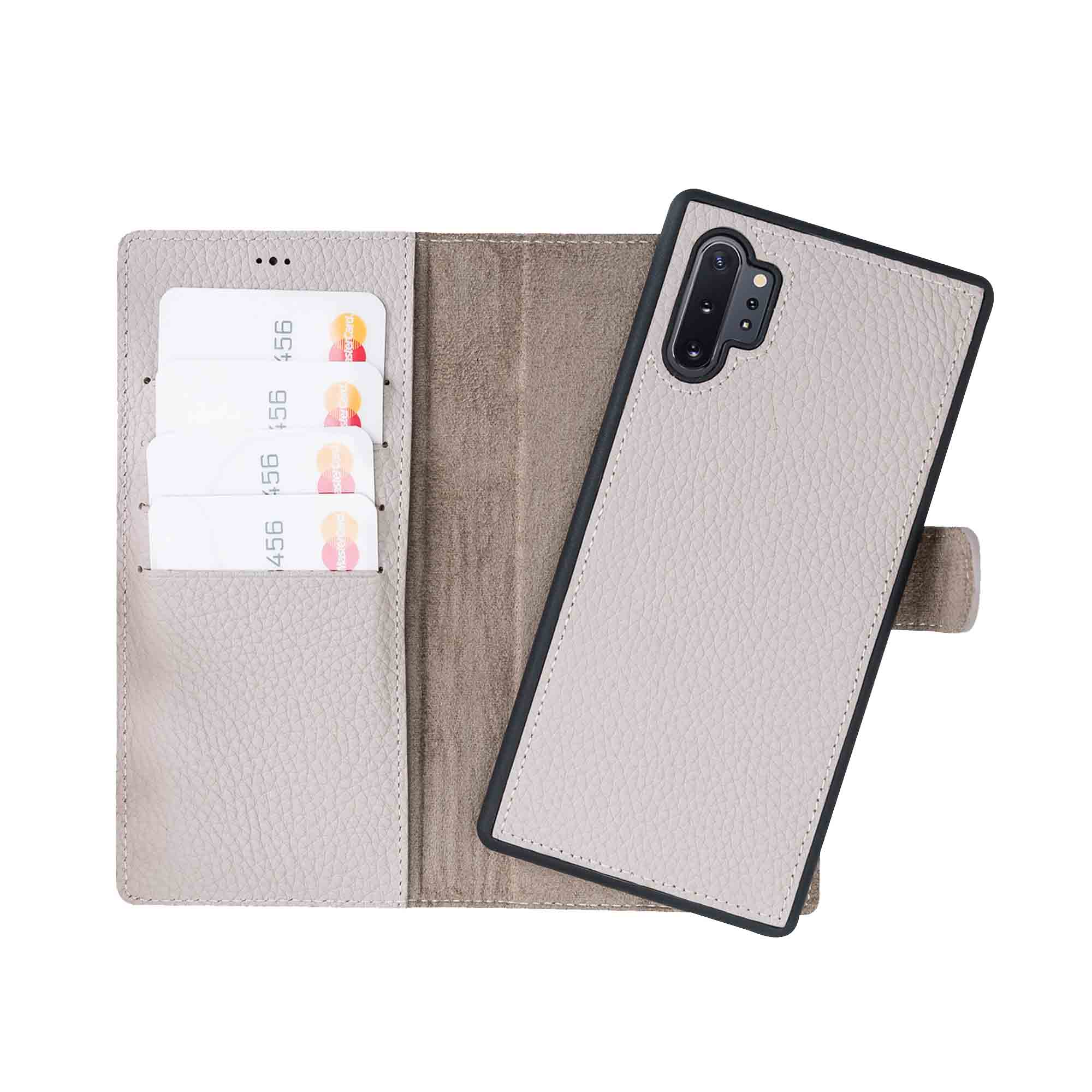 Magic Magnetic Detachable Leather Wallet Case for Samsung Galaxy Note 10 Plus / Note 10 Plus 5G - GRAY - saracleather