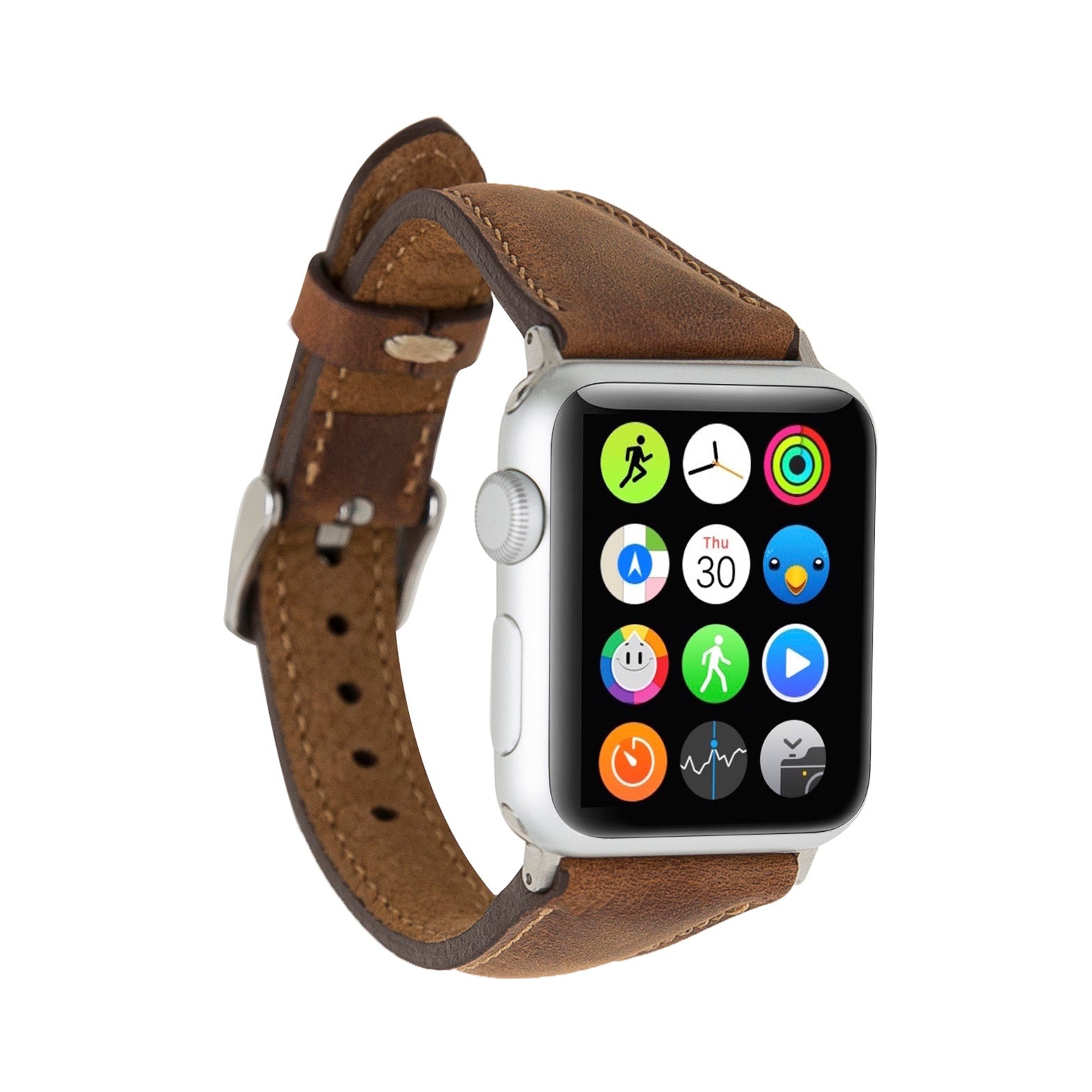 Slim Strap - Full Grain Leather Band for Apple Watch 38mm / 40mm - BROWN - saracleather