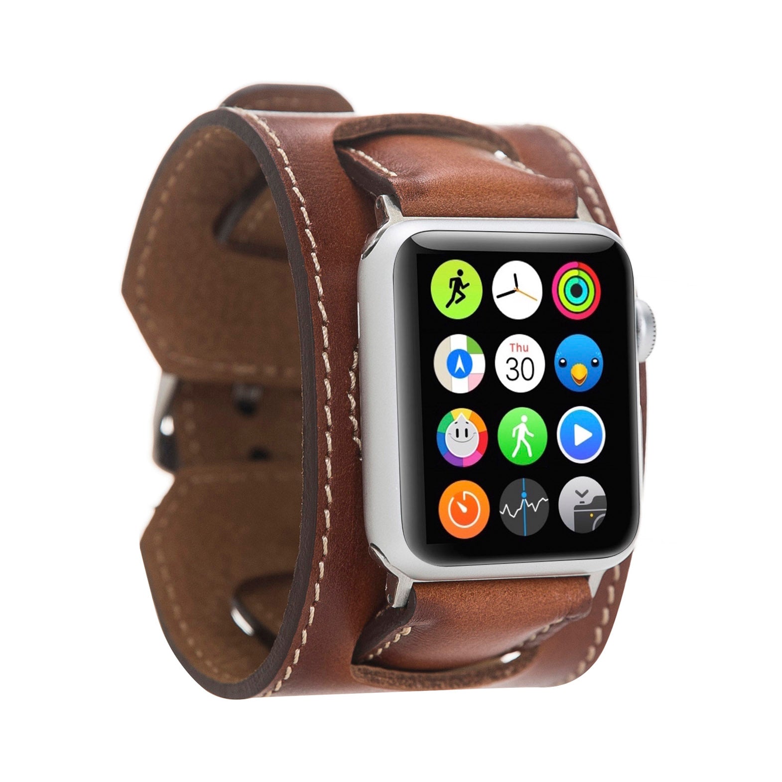 Cuff Strap: Full Grain Leather Band for Apple Watch - EFFECT BROWN - saracleather