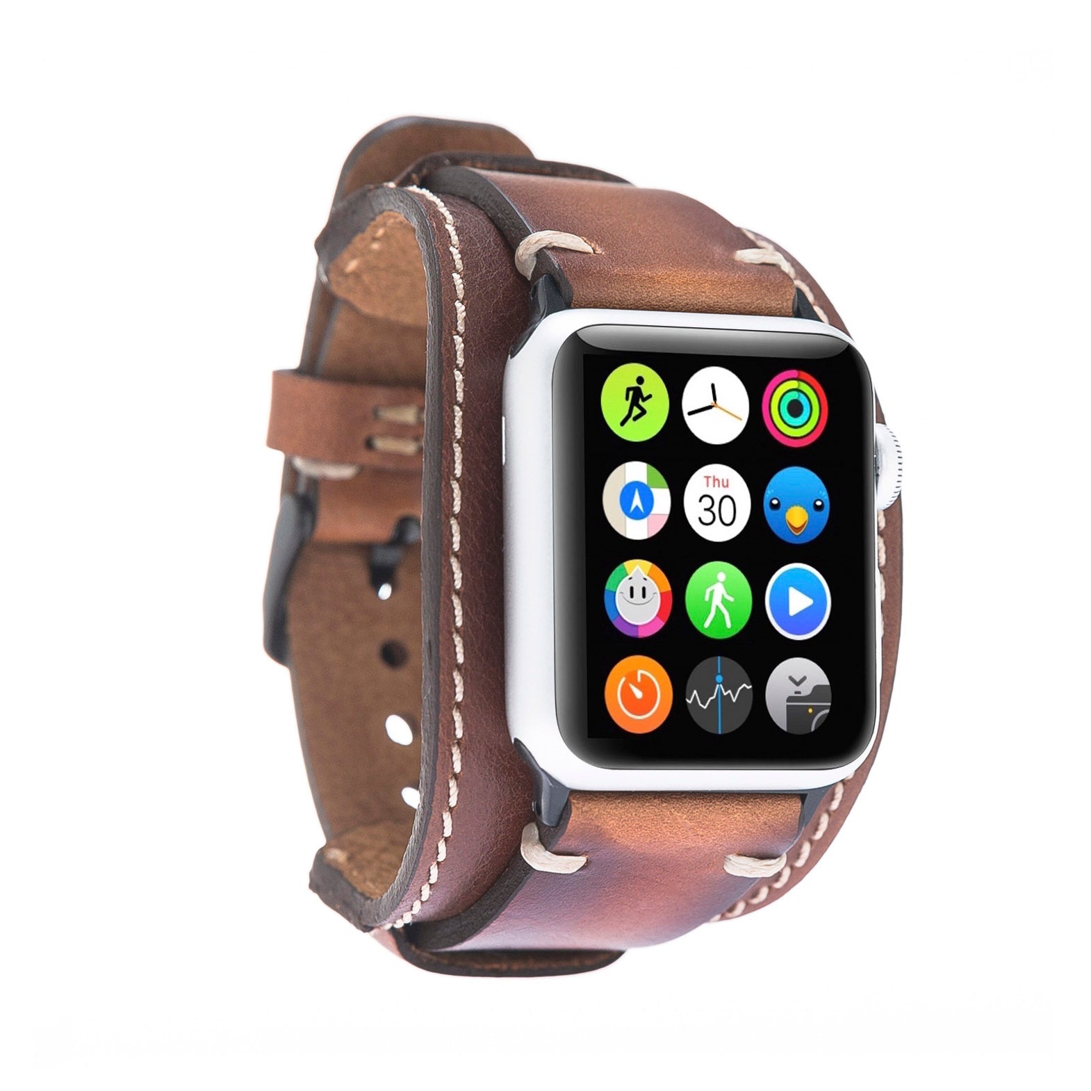 Cuff Strap: Full Grain Leather Band for Apple Watch - EFFECT BROWN - saracleather