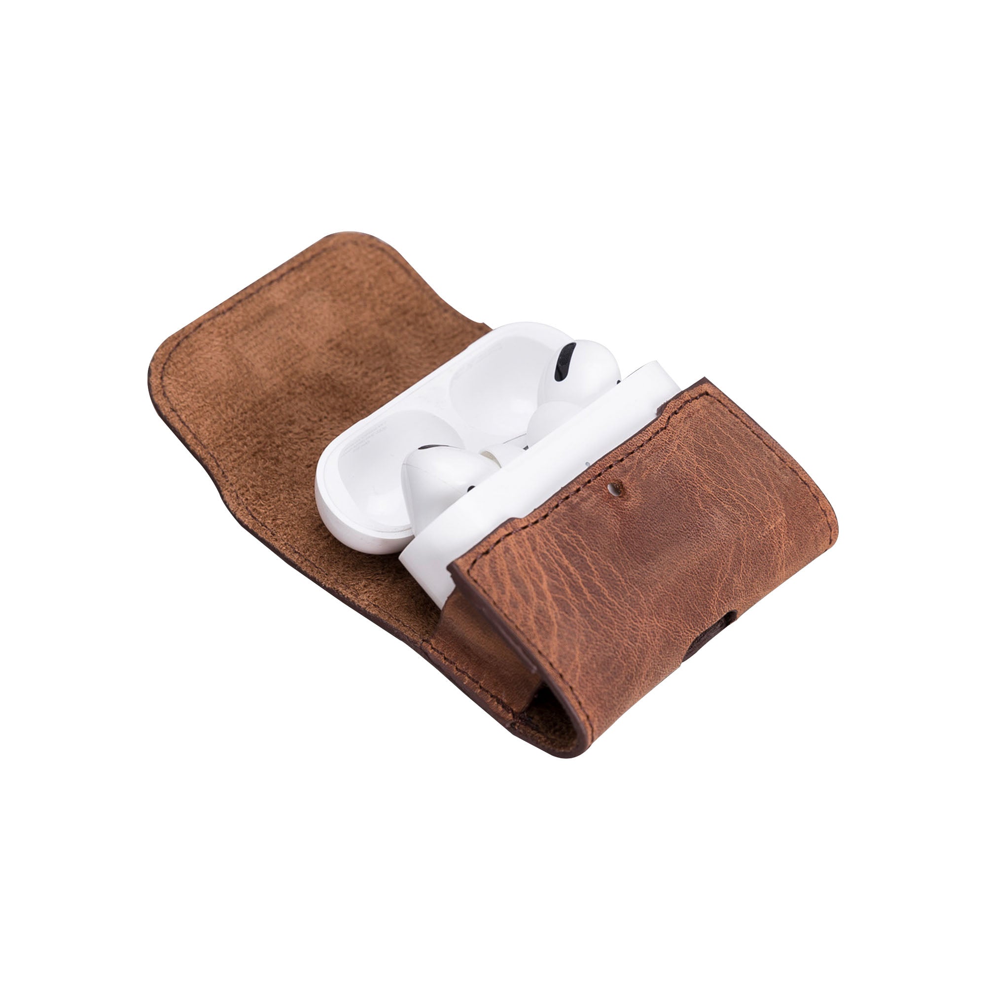 Mai Magnet Leather Case for AirPods Pro - BROWN - saracleather