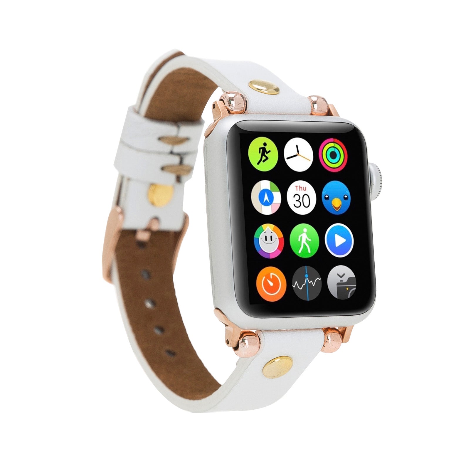 Ferro Strap - Full Grain Leather Band for Apple Watch - WHITE - saracleather