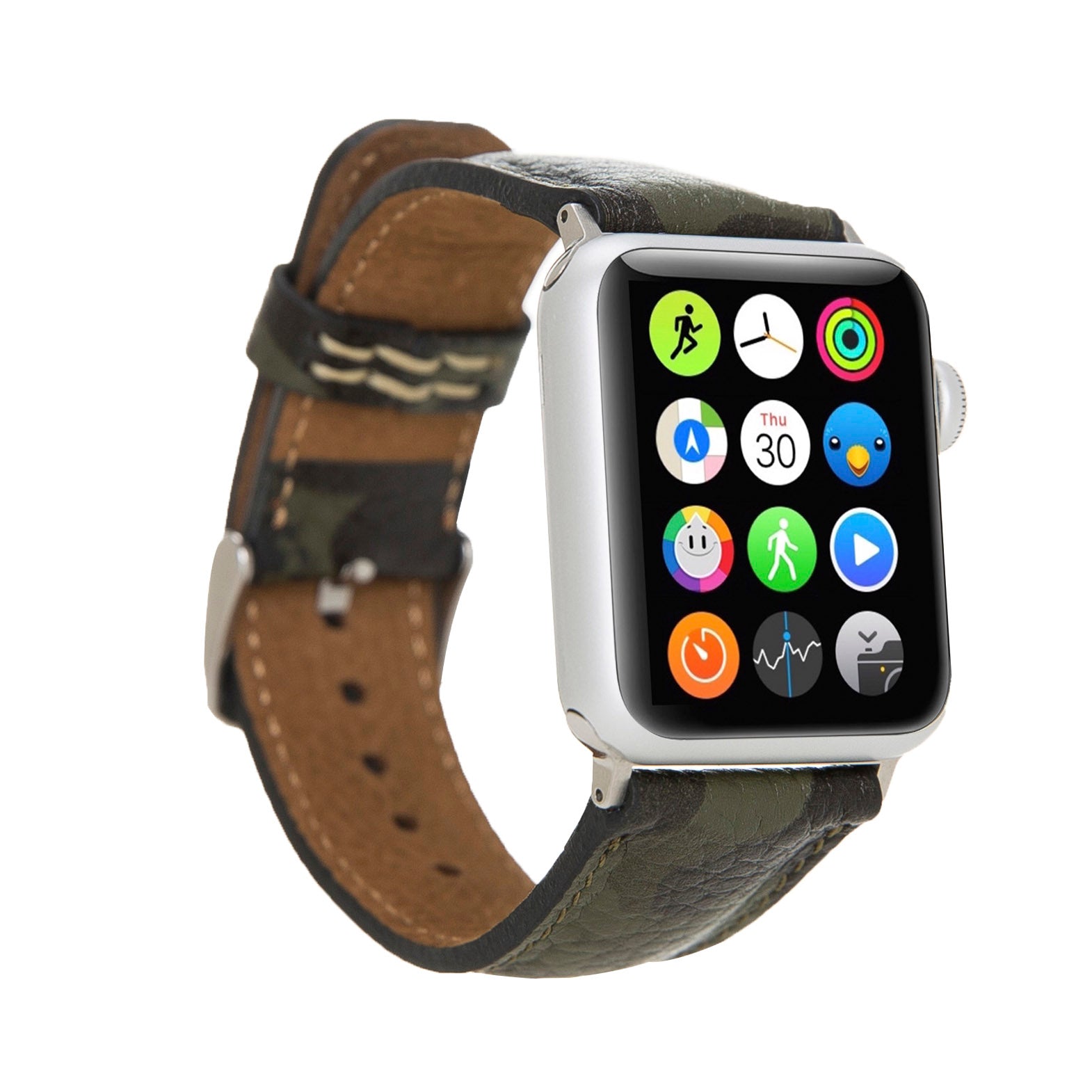 Full Grain Leather Band for Apple Watch - CAMOUFLAGE GREEN - saracleather