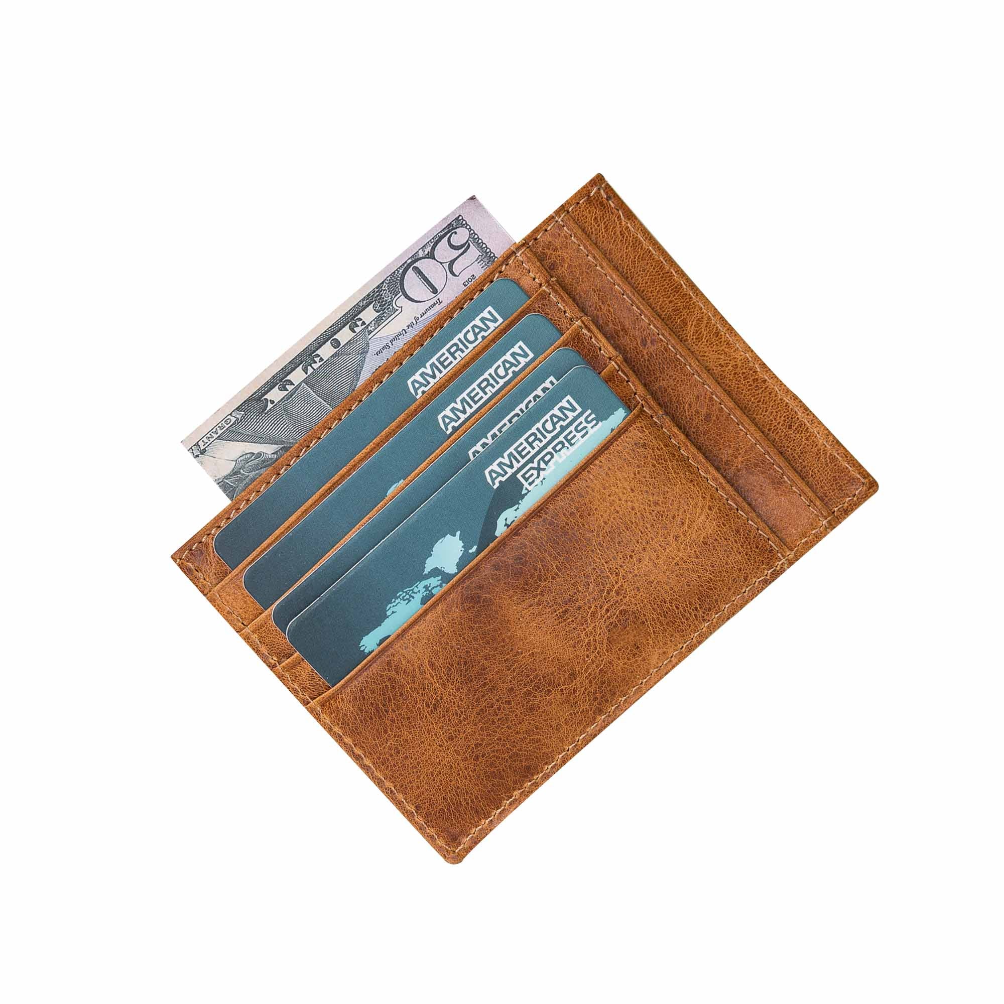 Slim Zipper Leather Wallet - TAN - saracleather