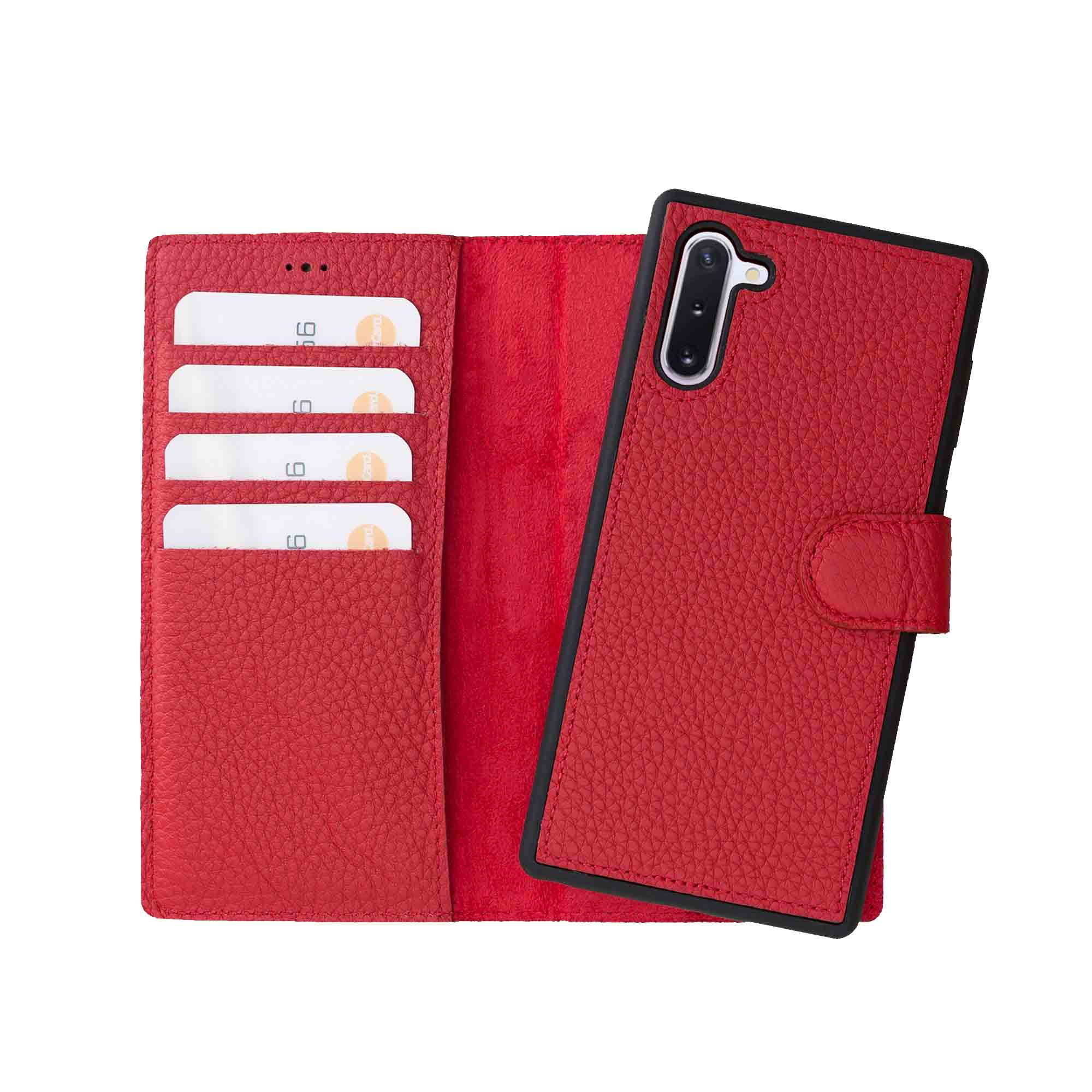 Magic Magnetic Detachable Leather Wallet Case for Samsung Galaxy Note 10 - RED - saracleather