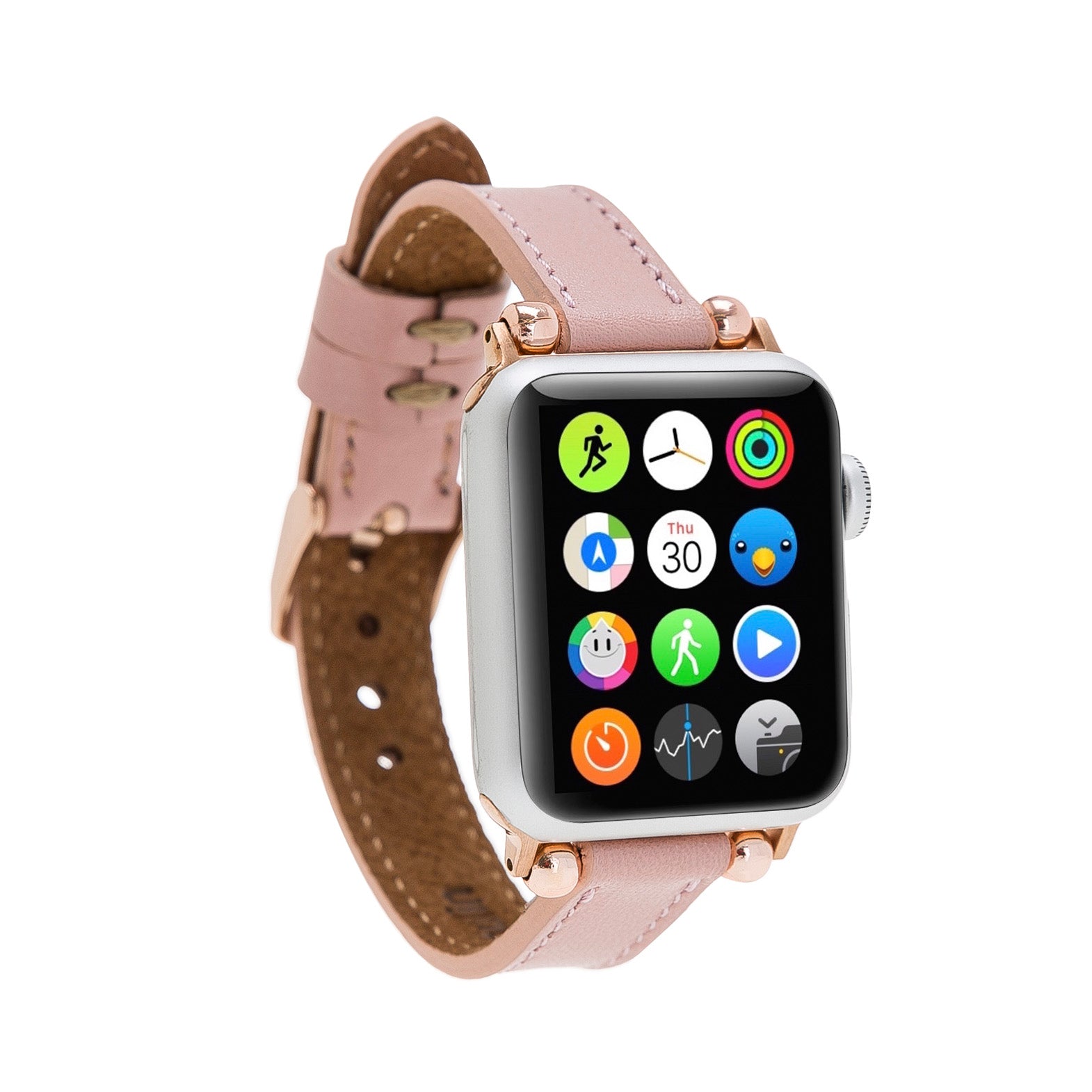 Ferro Strap - Full Grain Leather Band for Apple Watch - PINK - saracleather