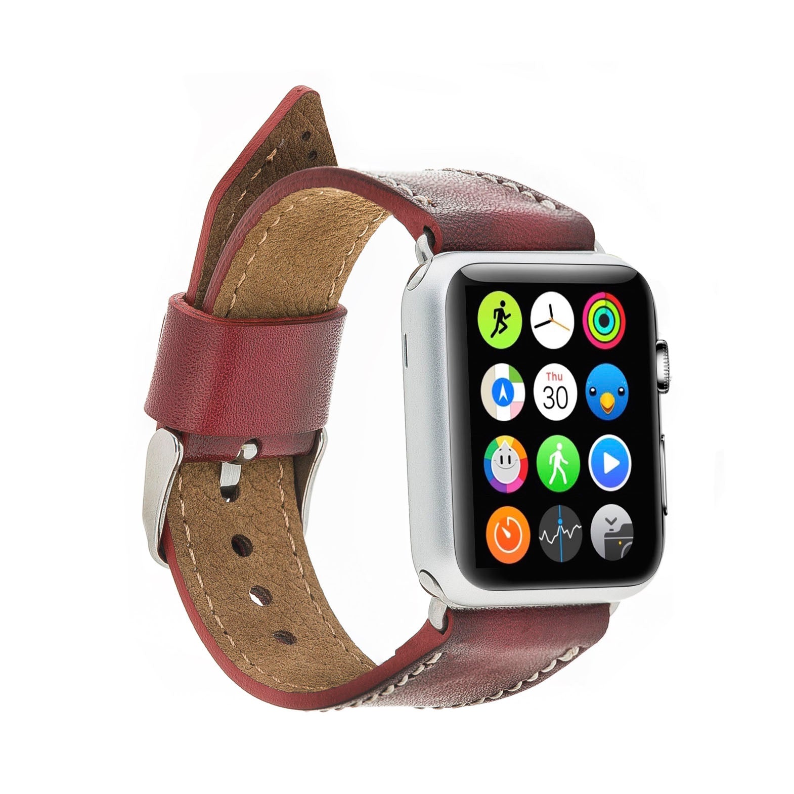 Full Grain Leather Band for Apple Watch - RED - saracleather