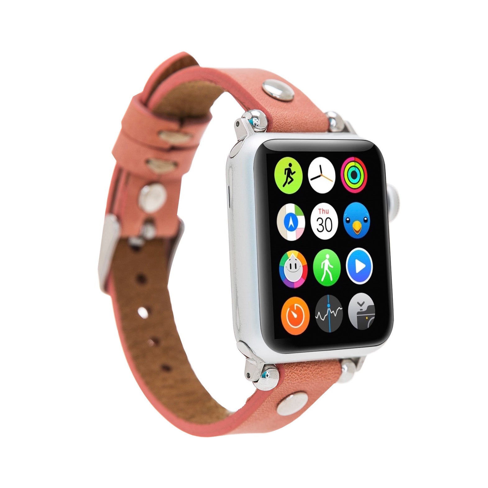 Ferro Strap - Full Grain Leather Band for Apple Watch - POMEGRANATE FLOWER - saracleather