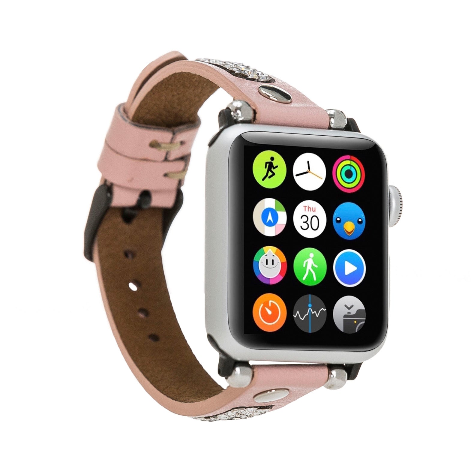 Ferro Stony Strap - Full Grain Leather Band for Apple Watch - PINK - saracleather