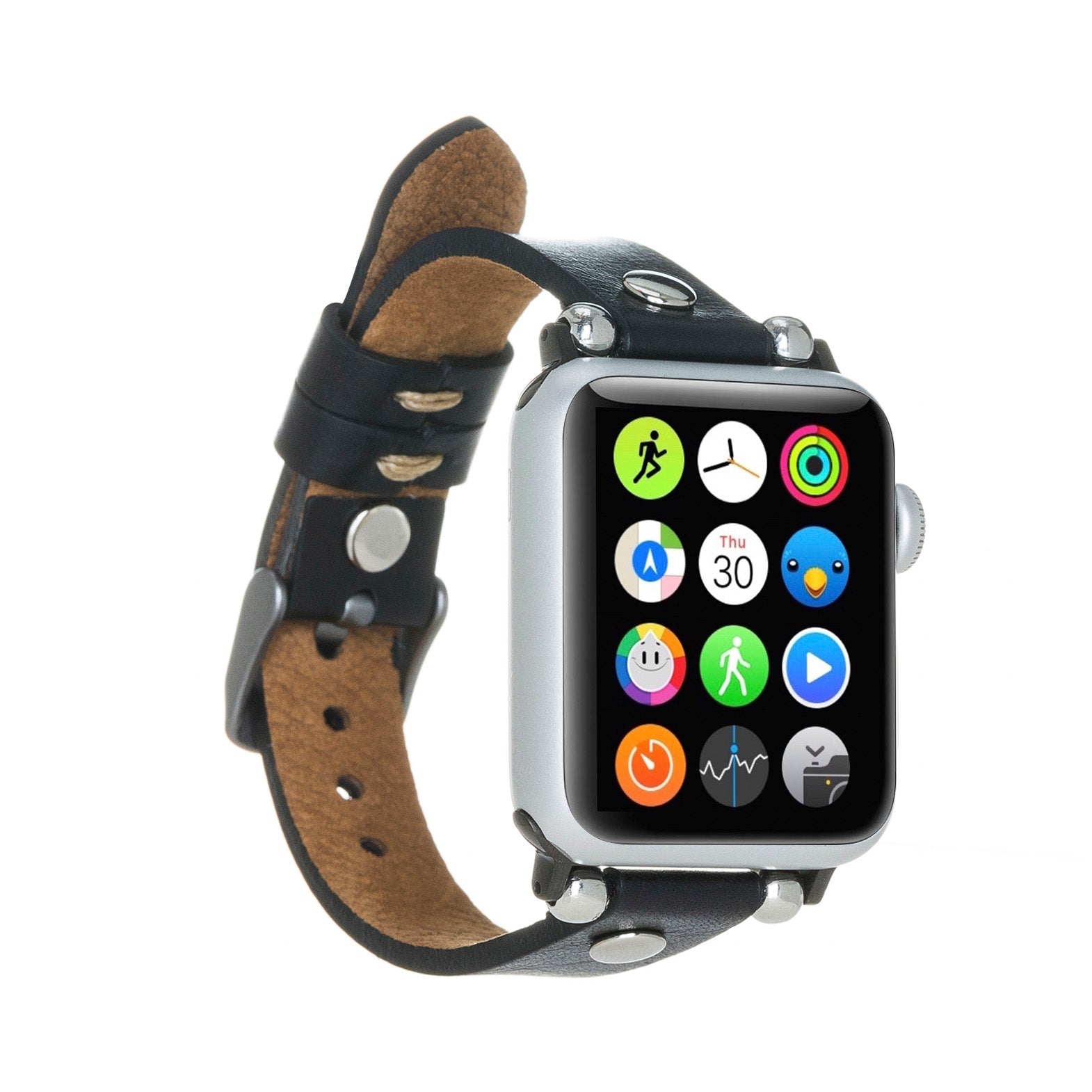 Ferro Strap - Full Grain Leather Band for Apple Watch - BLACK - saracleather