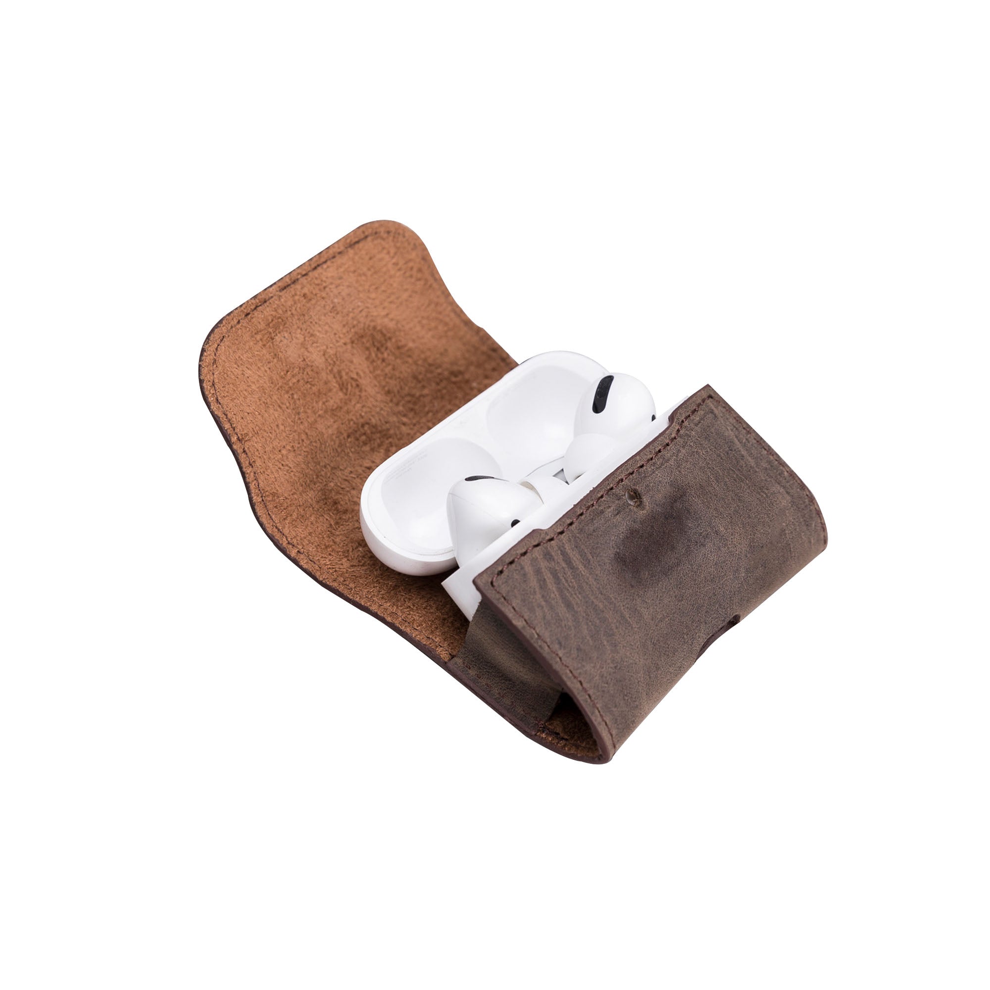 Mai Magnet Leather Case for AirPods Pro - BROWN - saracleather