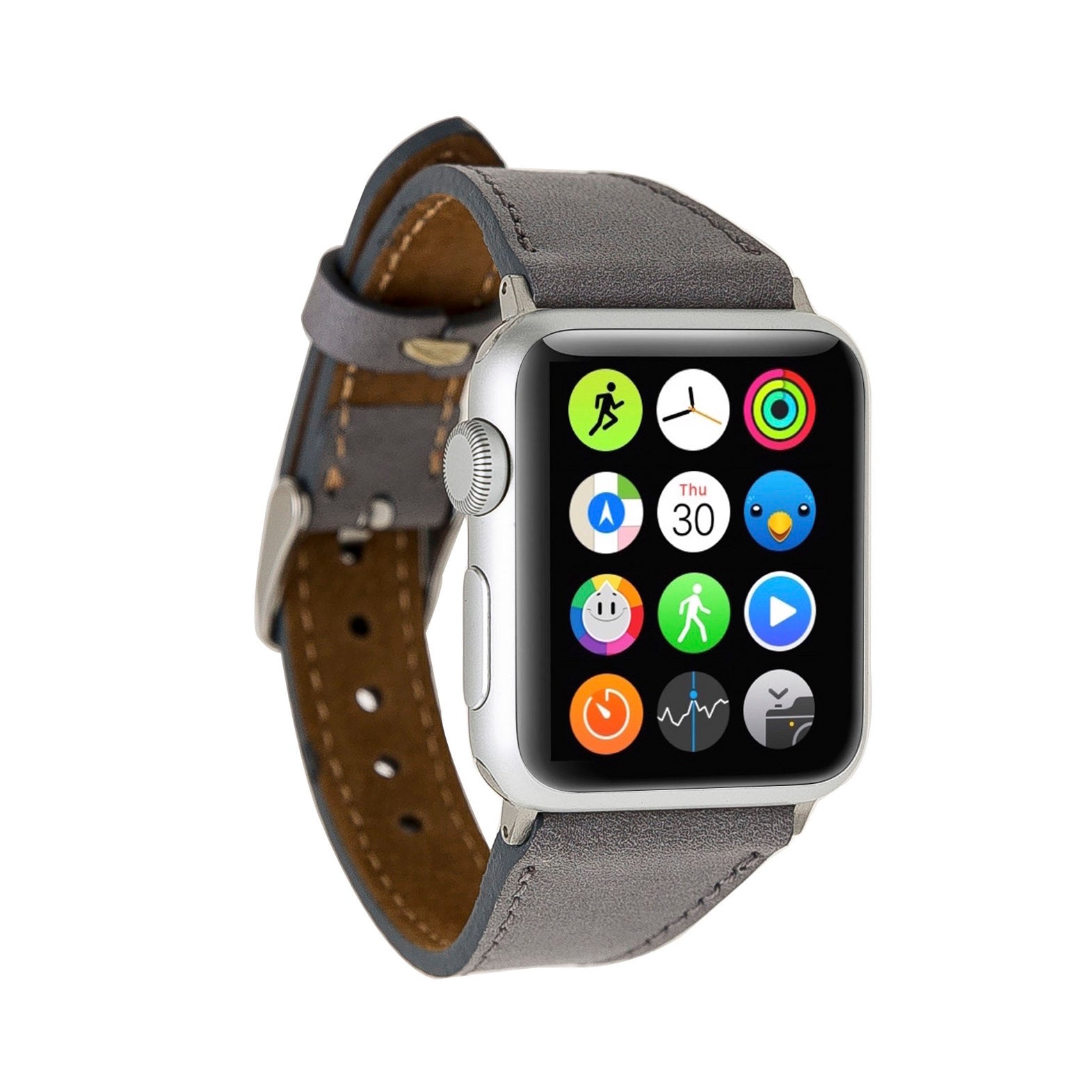 Slim Strap - Full Grain Leather Band for Apple Watch 38mm / 40mm - GRAY - saracleather