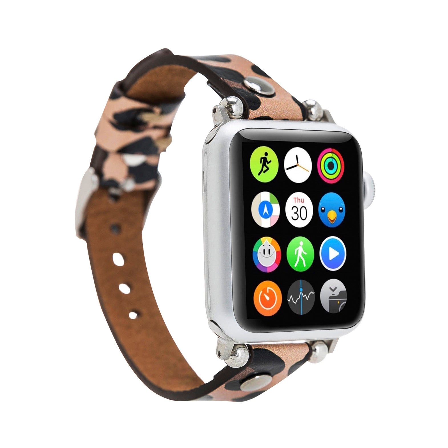 Ferro Strap - Full Grain Leather Band for Apple Watch - LEOPARD PATTERNED - saracleather