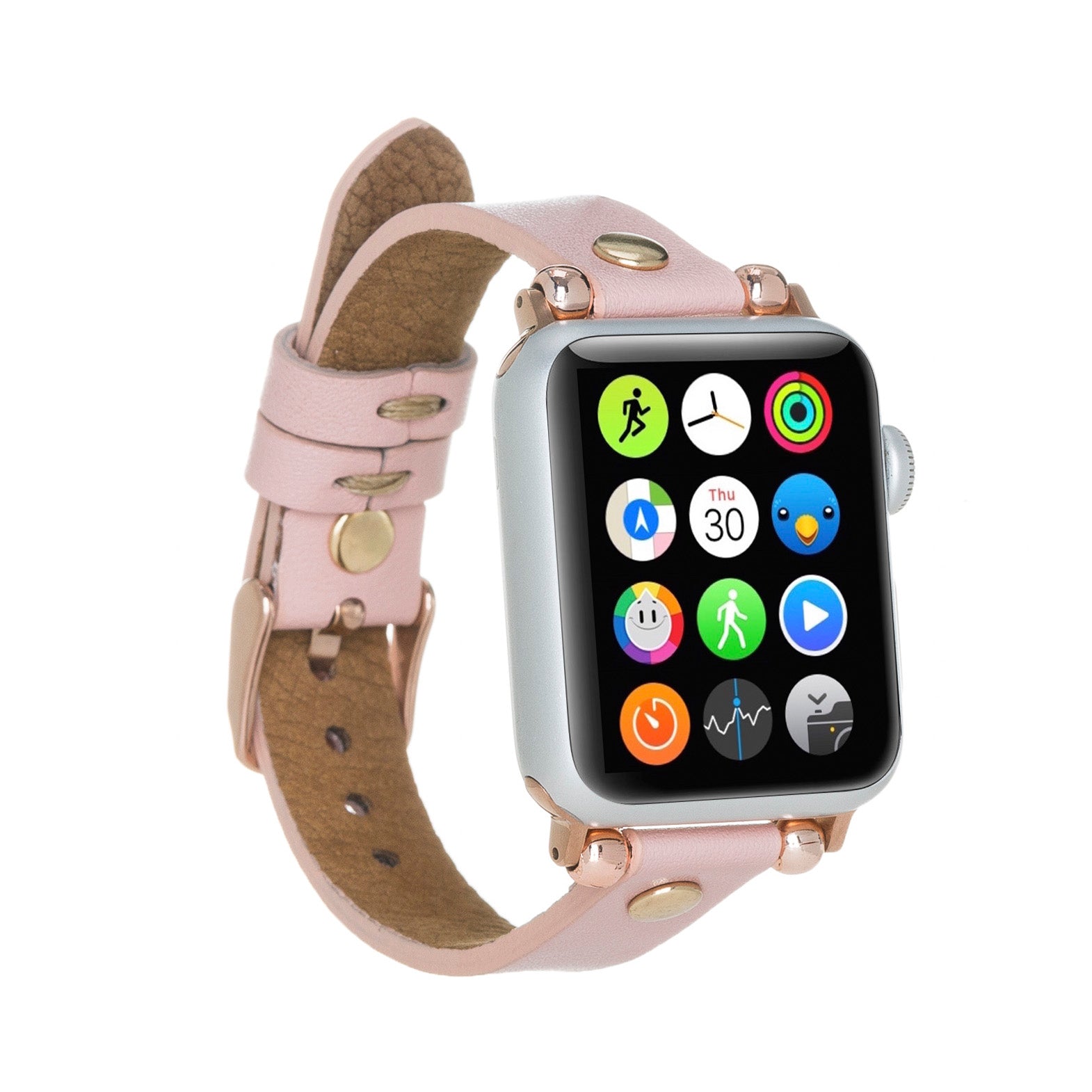 Ferro Strap - Full Grain Leather Band for Apple Watch - PINK - saracleather