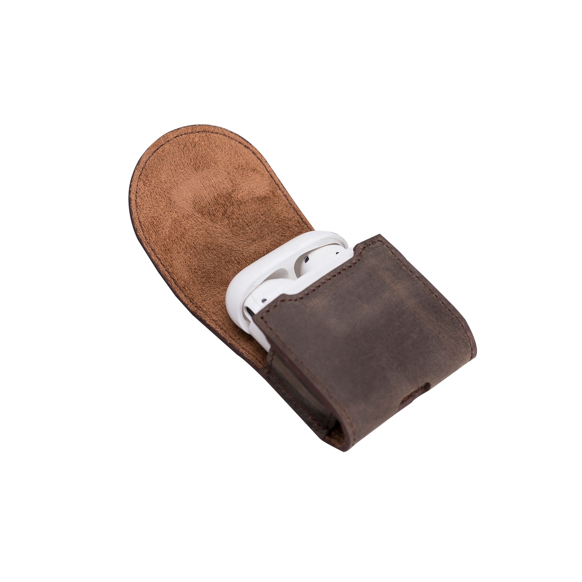 Mai Magnet Leather Case for AirPods 1 & 2 - BROWN - saracleather