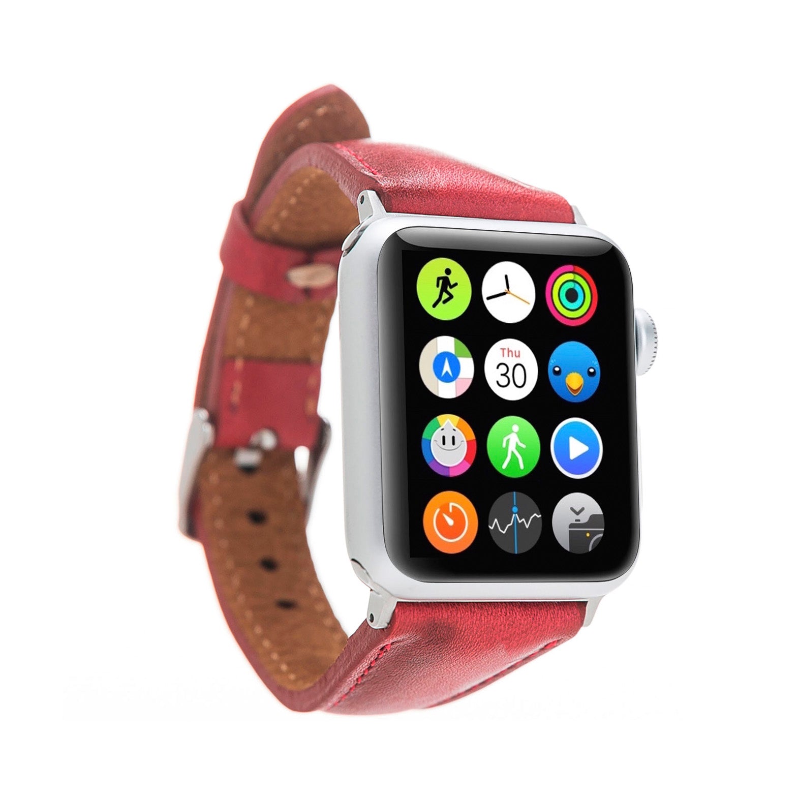 Slim Strap - Full Grain Leather Band for Apple Watch 38mm / 40mm - EFFECT RED - saracleather