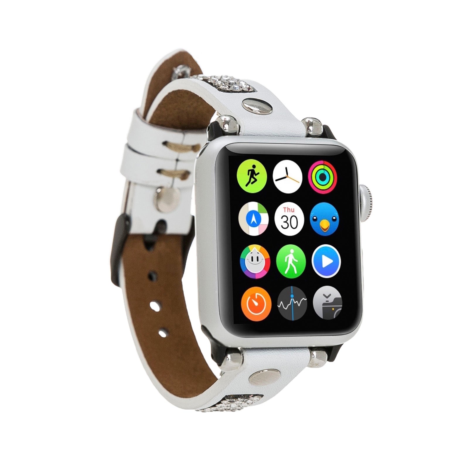 Ferro Stony Strap - Full Grain Leather Band for Apple Watch - WHITE - saracleather