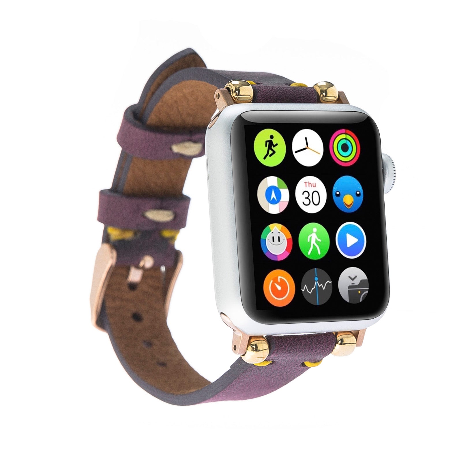 Ferro Strap - Full Grain Leather Band for Apple Watch - PURPLE - saracleather