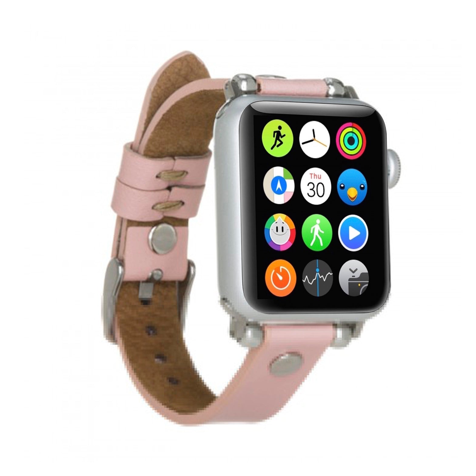 Ferro Strap - Full Grain Leather Band for Apple Watch - PINK - saracleather