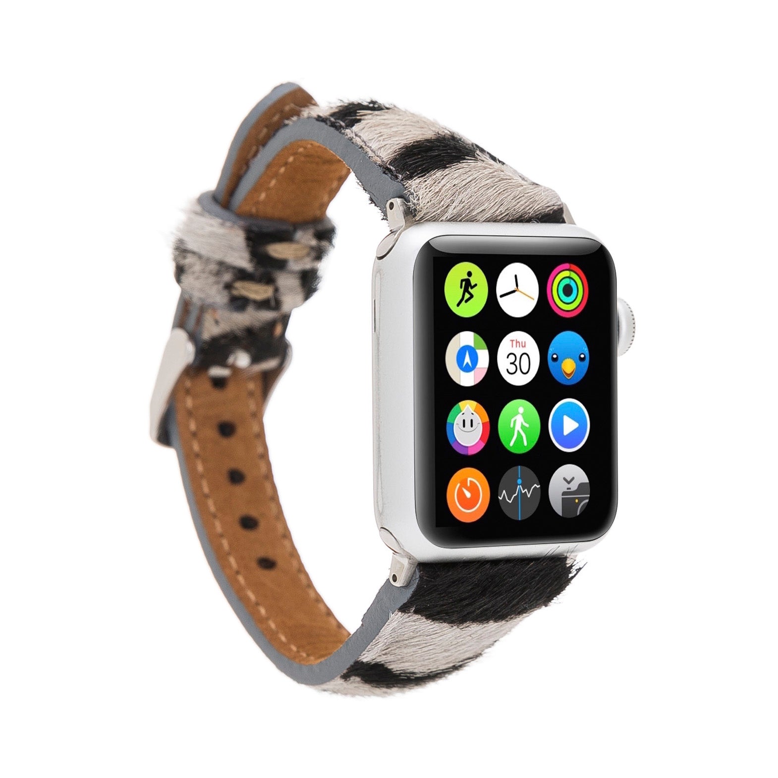 Slim Strap - Full Grain Leather Band for Apple Watch 38mm / 40mm - FURRY ZEBRA PATTERNED - saracleather