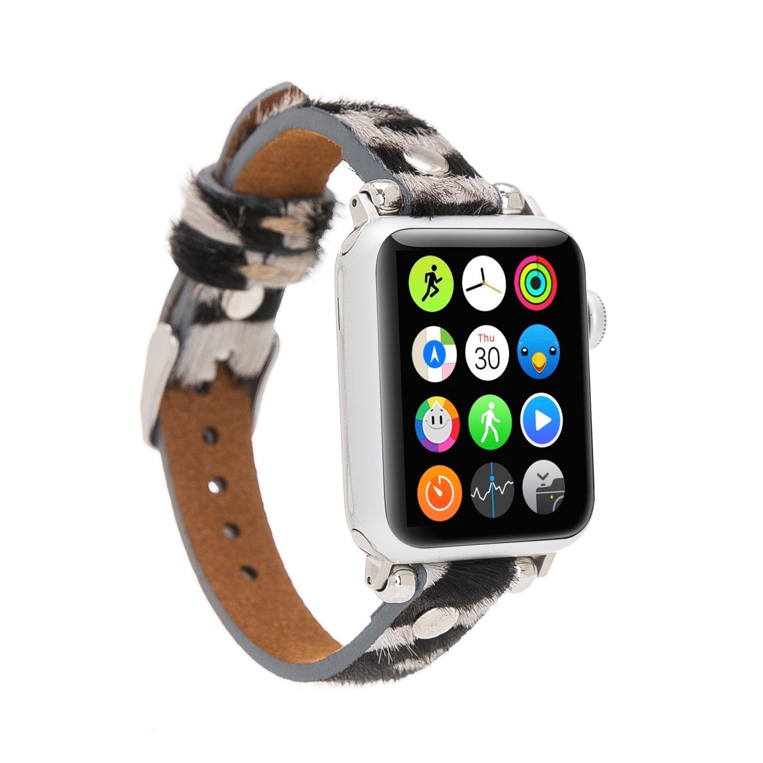 Ferro Strap - Full Grain Leather Band for Apple Watch - FURRY ZEBRA PATTERNED - saracleather