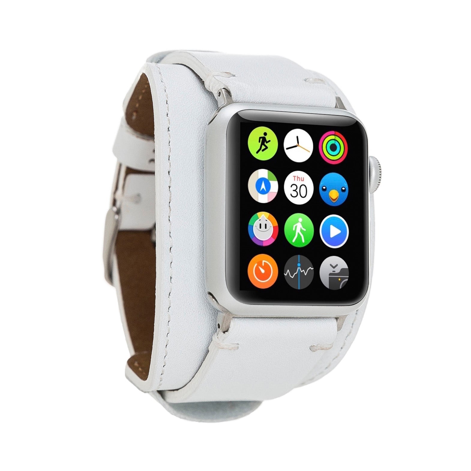 Cuff Strap: Full Grain Leather Band for Apple Watch - WHITE - saracleather