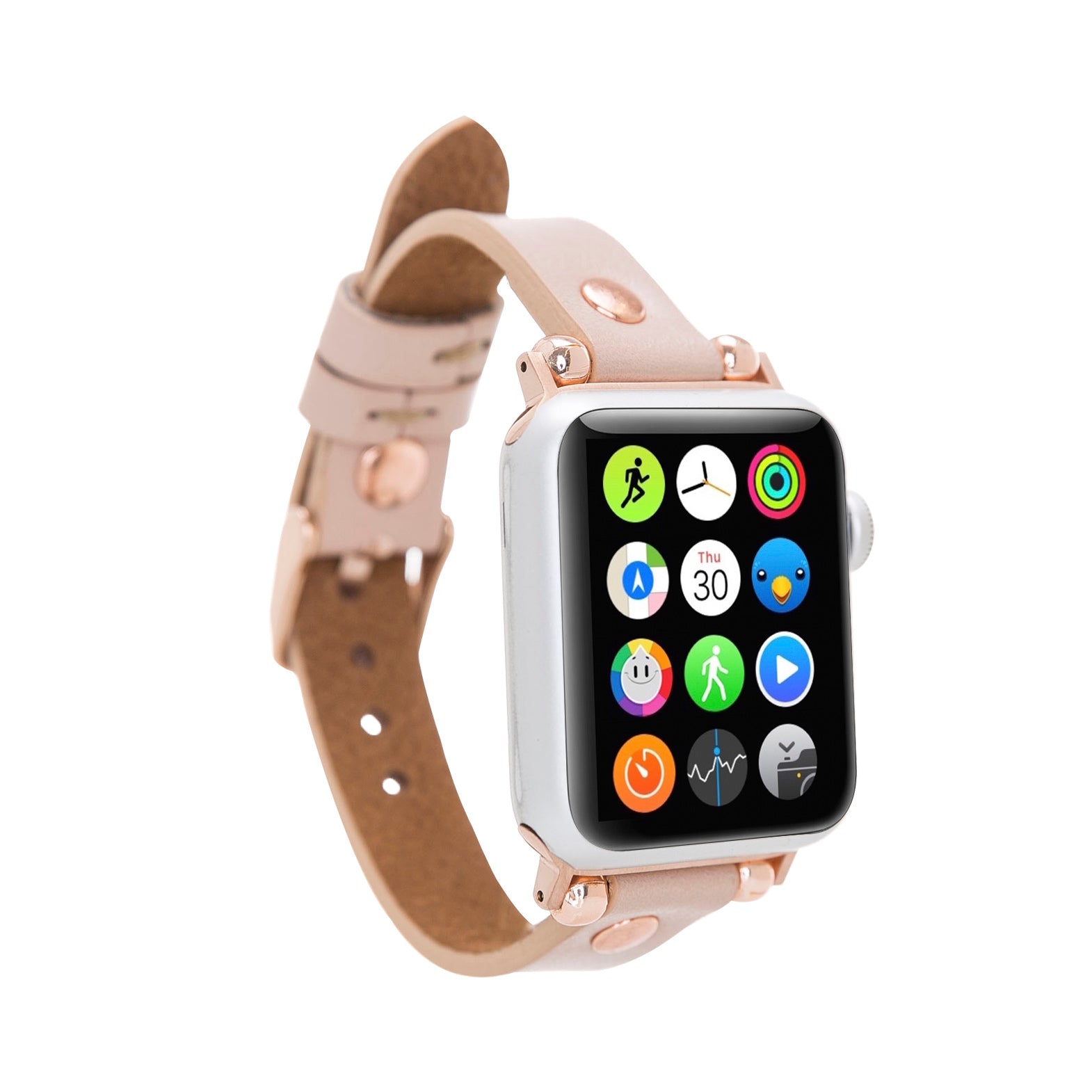 Ferro Strap - Full Grain Leather Band for Apple Watch - PINK - saracleather