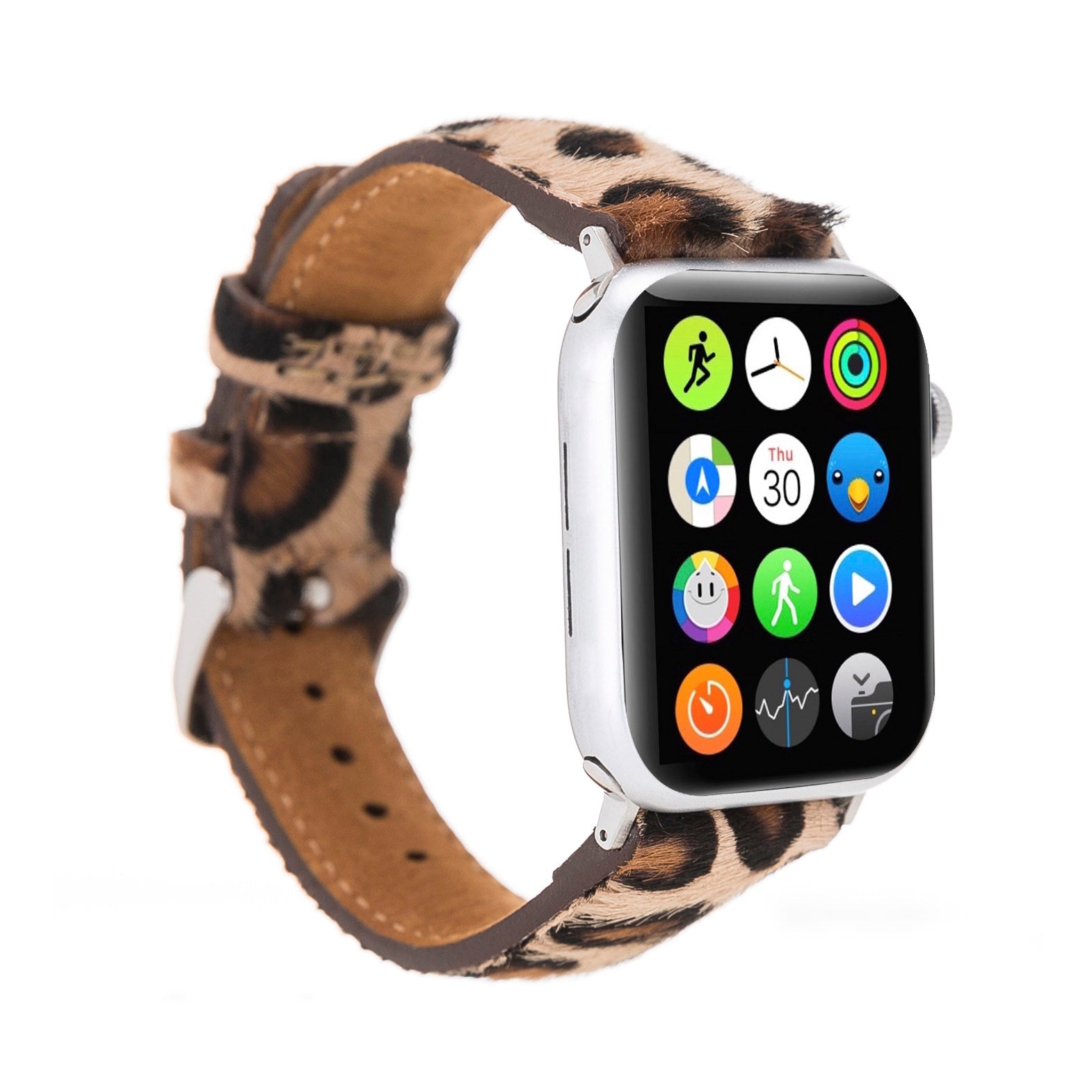 Full Grain Leather Band for Apple Watch - FURRY LEOPARD PATTERNED - saracleather