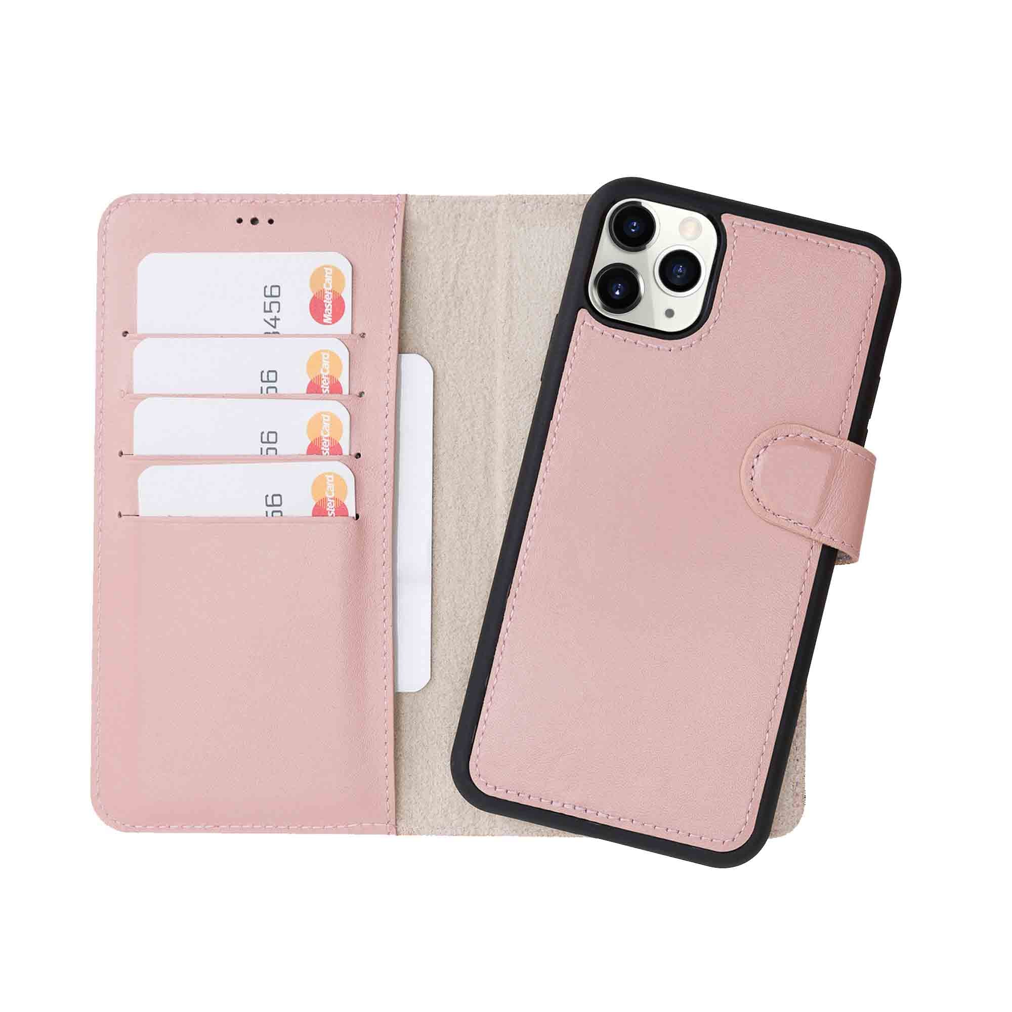 Magic Magnetic Detachable Leather Wallet Case for iPhone 11 Pro Max (6.5") - PINK - saracleather