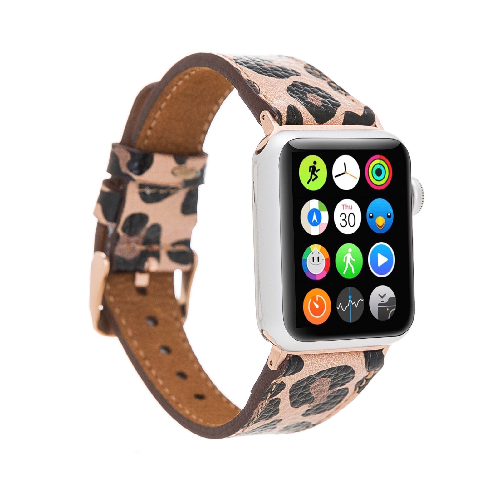 Full Grain Leather Band for Apple Watch - LEOPARD PATTERNED - saracleather