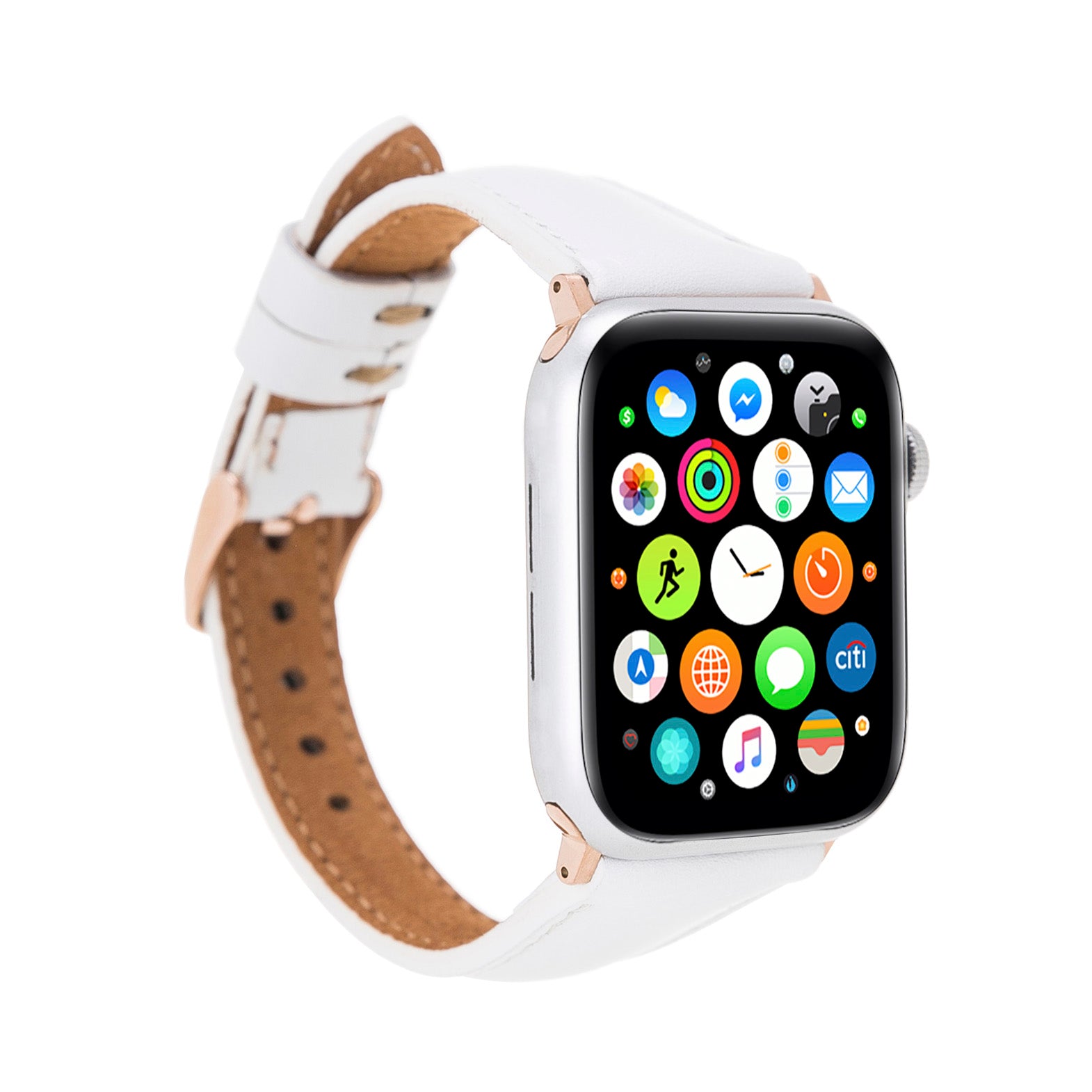 Slim Strap - Full Grain Leather Band for Apple Watch 38mm / 40mm - WHITE - saracleather