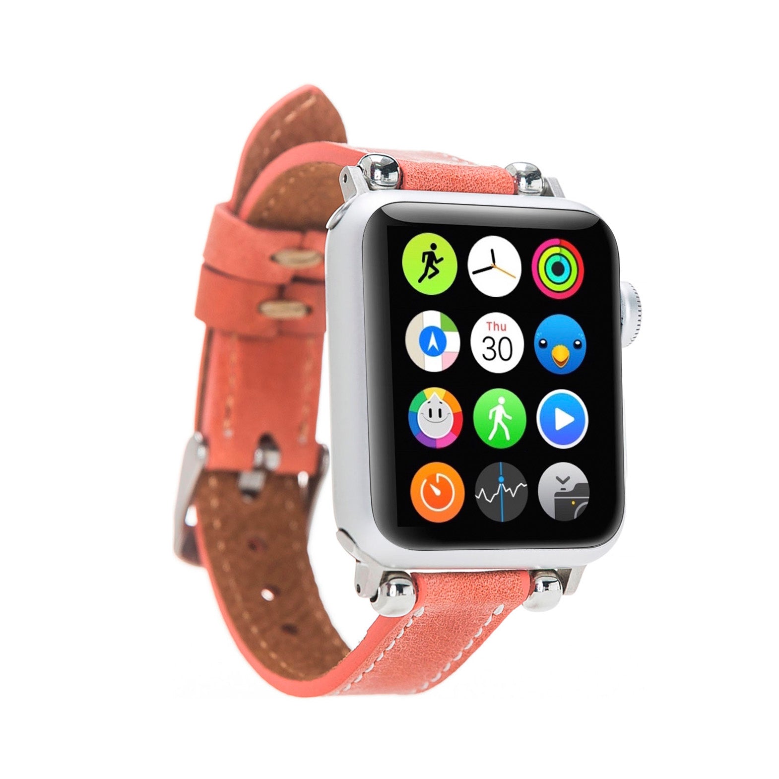 Ferro Strap - Full Grain Leather Band for Apple Watch - POMEGRANATE FLOWER - saracleather