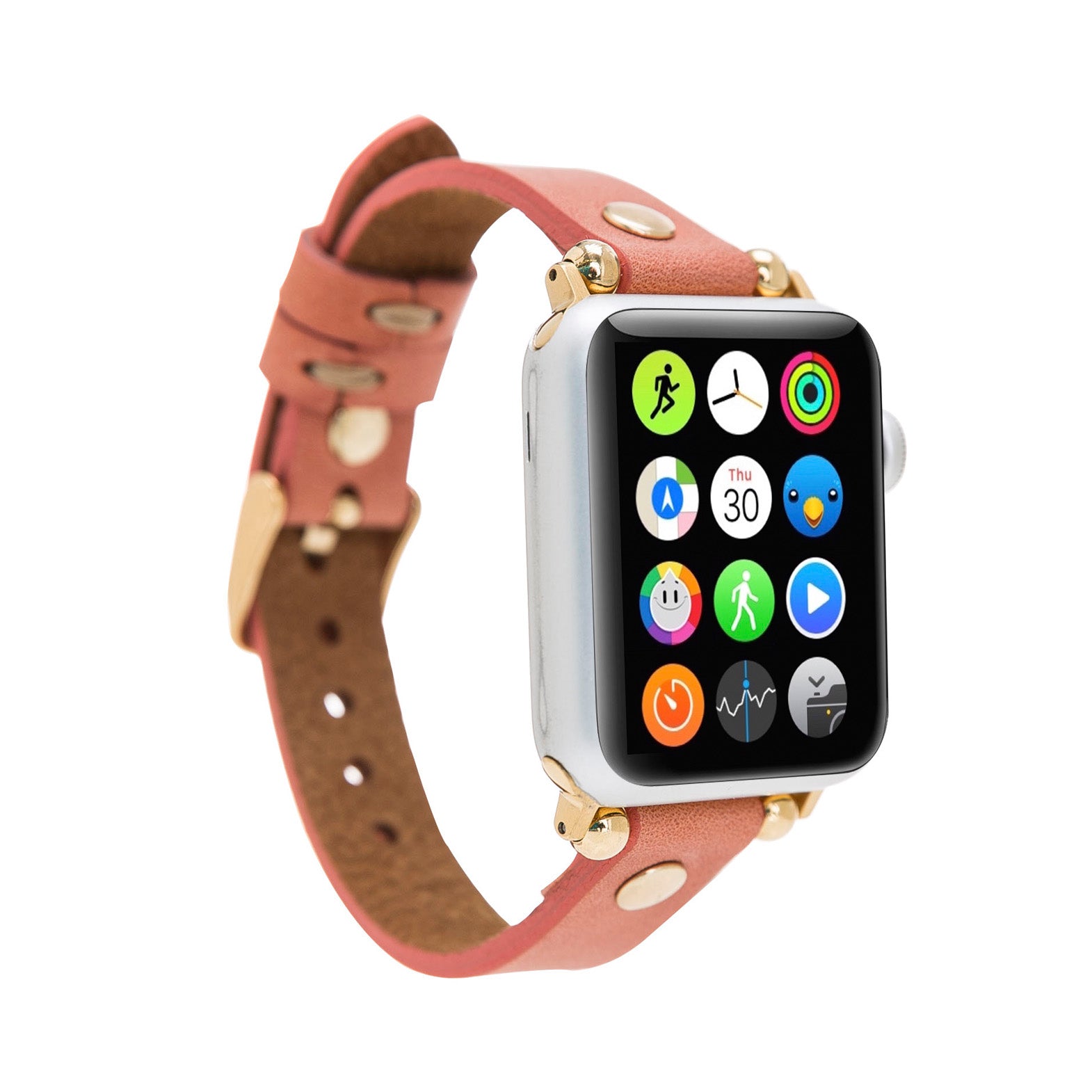 Ferro Strap - Full Grain Leather Band for Apple Watch - POMEGRANATE FLOWER - saracleather