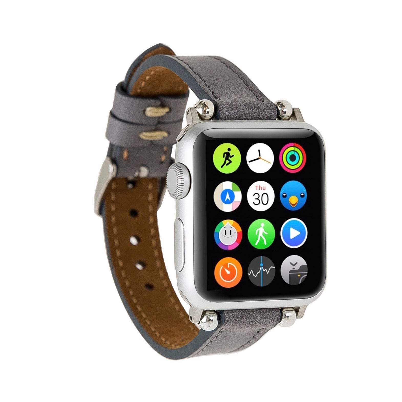 Ferro Strap - Full Grain Leather Band for Apple Watch - GRAY - saracleather