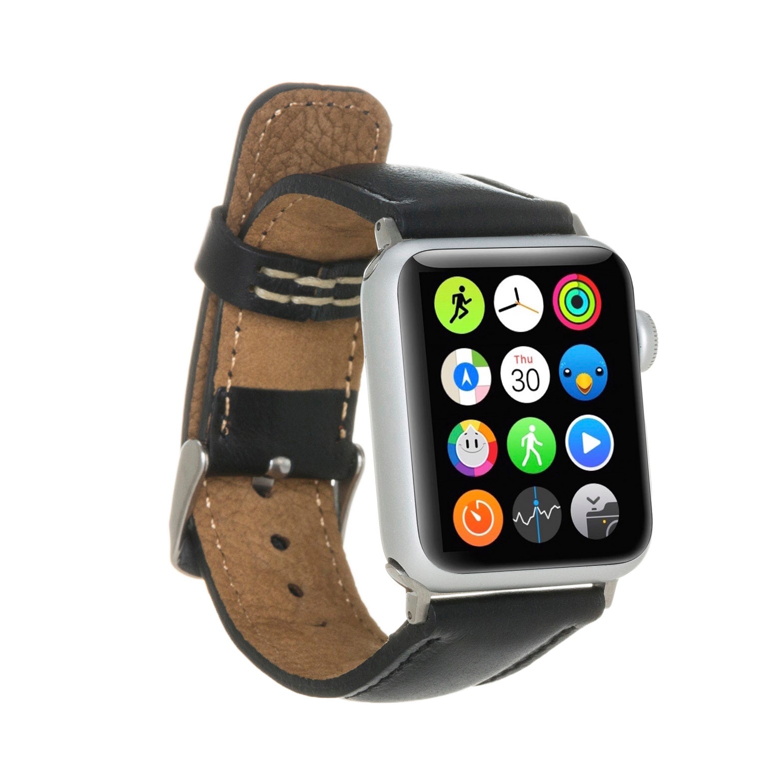 Full Grain Leather Band for Apple Watch - BLACK - saracleather