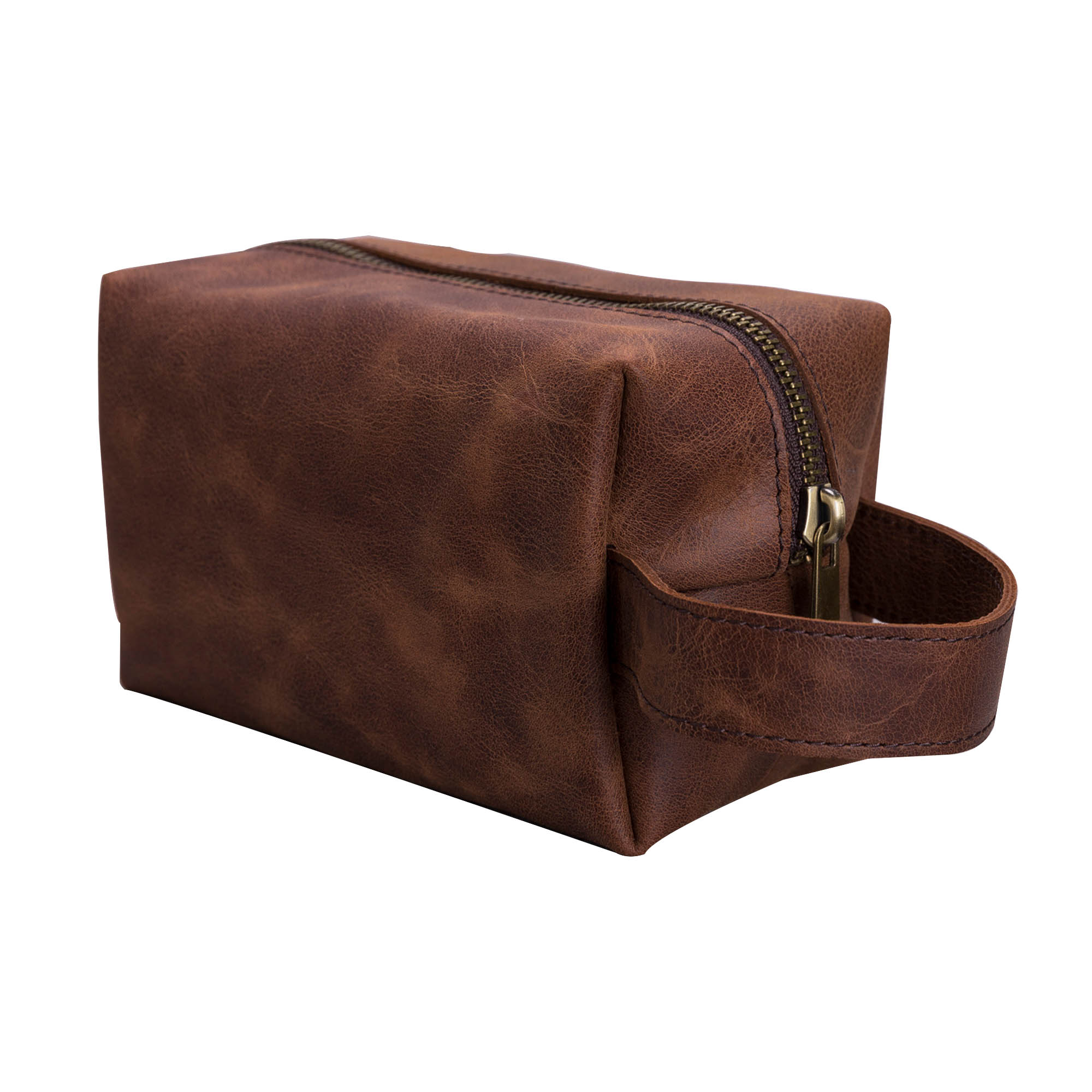 Eve Toiletry / Make Up Leather Bag (Medium) - BROWN - saracleather