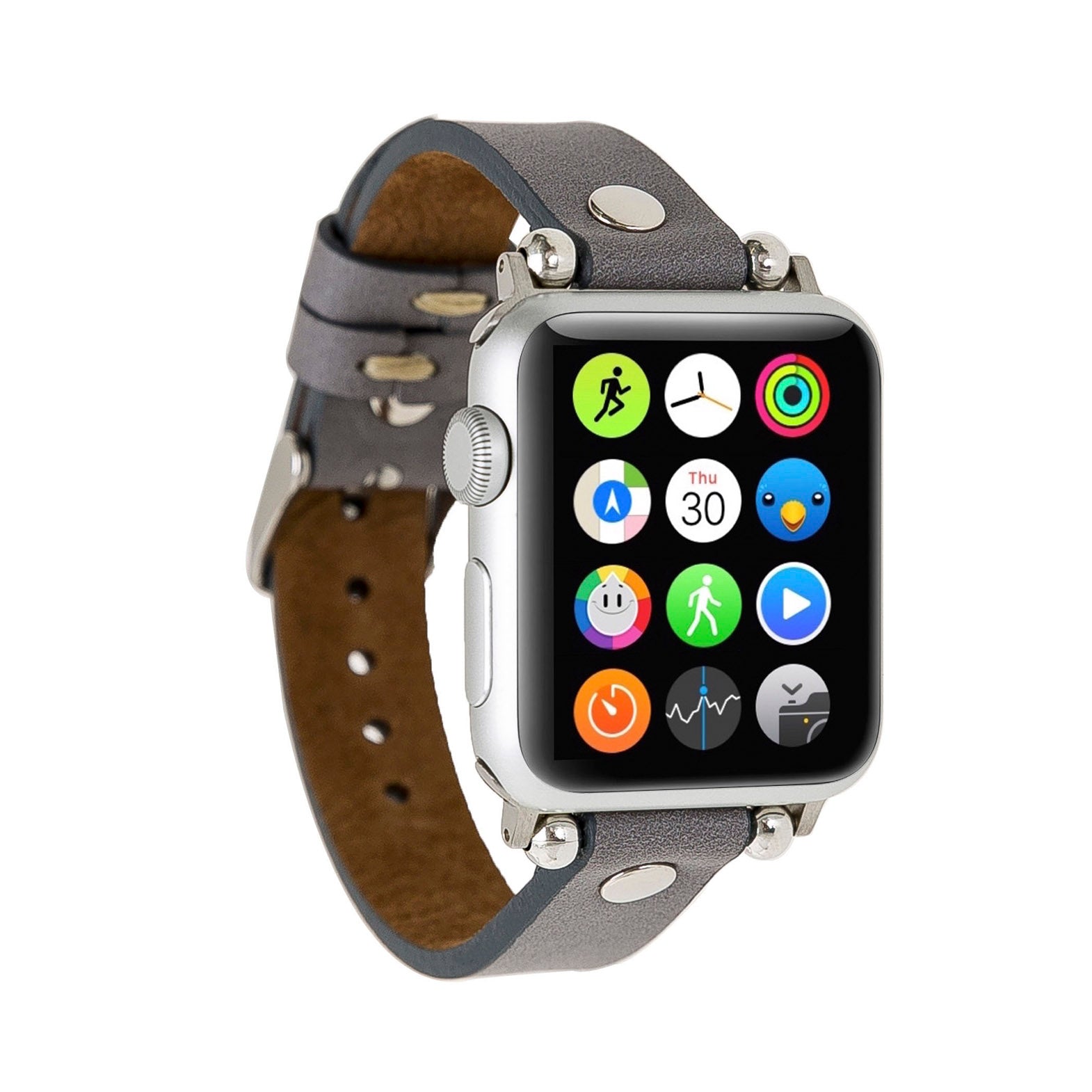 Ferro Strap - Full Grain Leather Band for Apple Watch - GRAY - saracleather