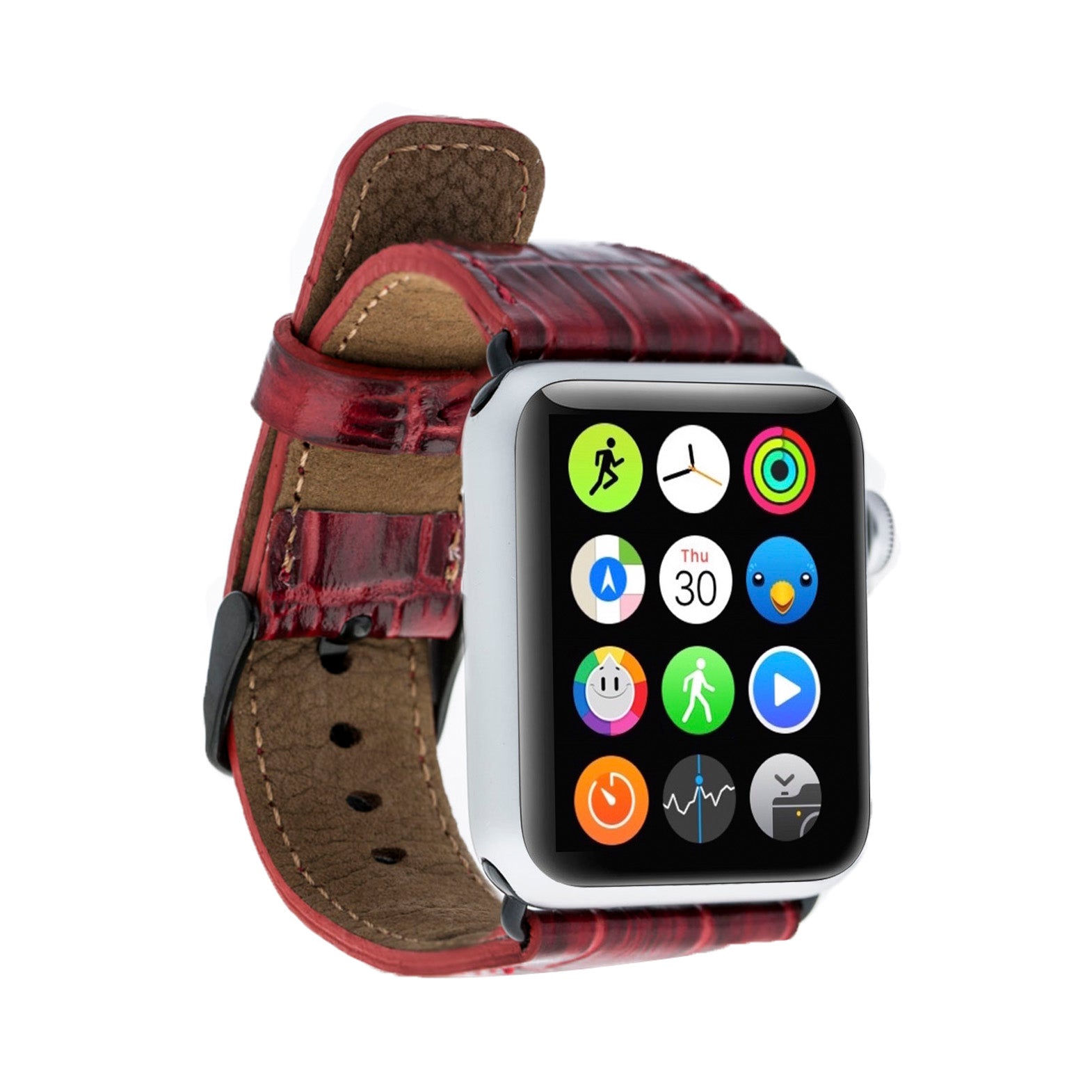 Full Grain Leather Band for Apple Watch - RED - saracleather