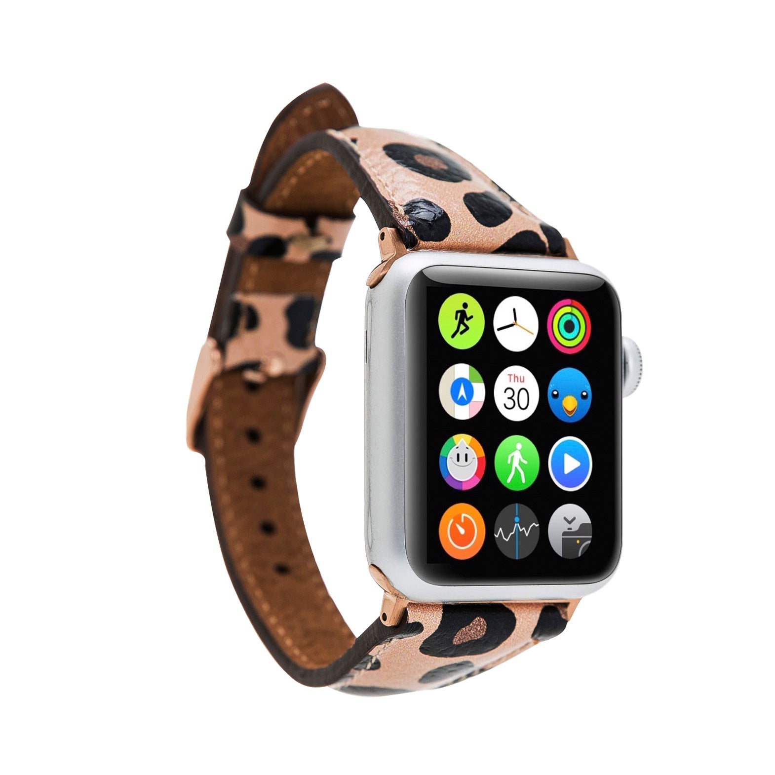 Slim Strap - Full Grain Leather Band for Apple Watch 38mm / 40mm - LEOPARD PATTERNED - saracleather