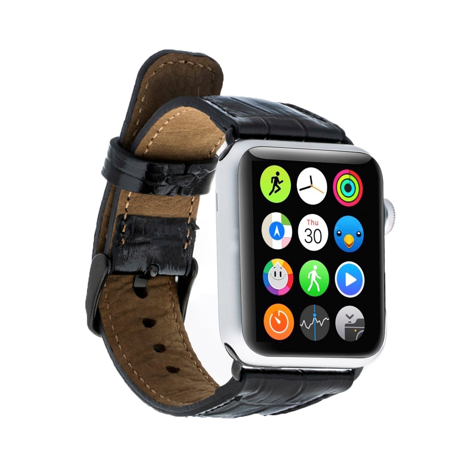 Full Grain Leather Band for Apple Watch - BLACK - saracleather