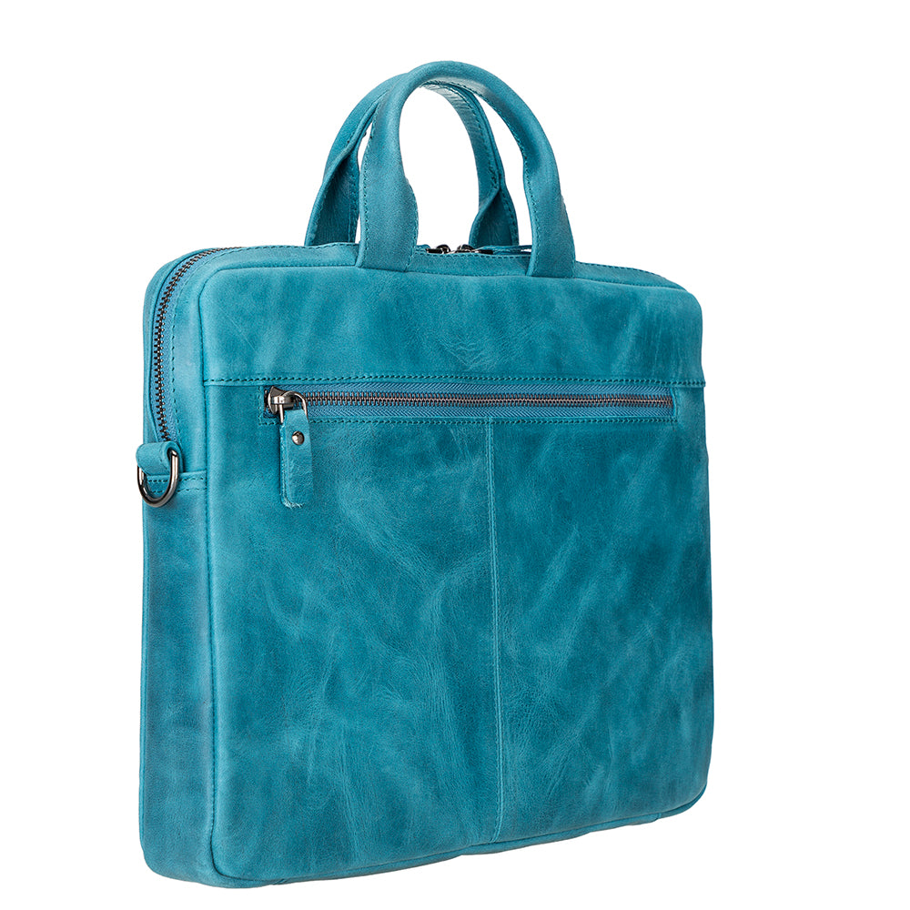 Apollo Leather Laptop Bag 13 Inch - BLUE - saracleather