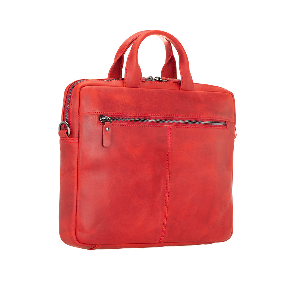 Apollo Leather Laptop Bag 13 Inch - RED - saracleather