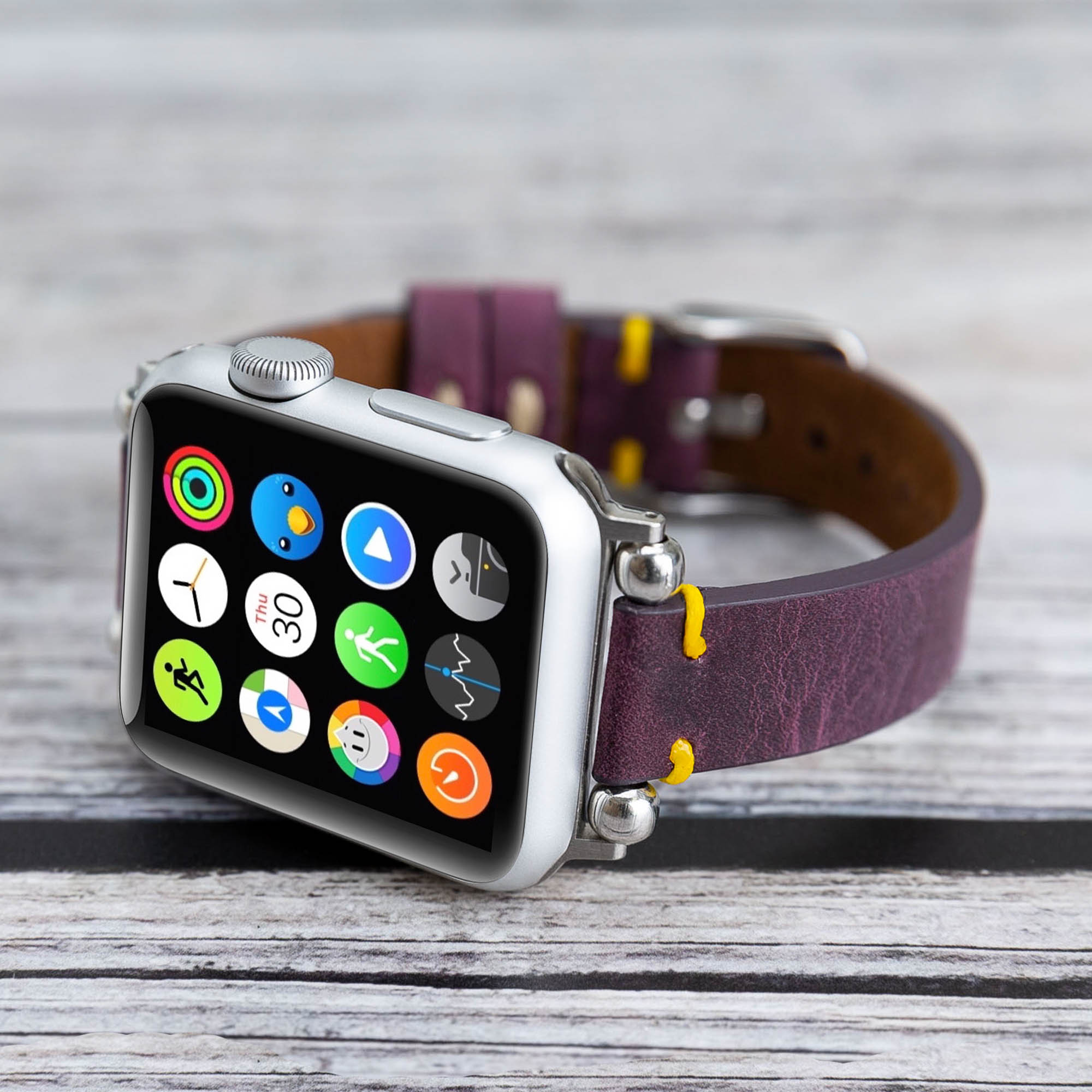 Ferro Strap - Full Grain Leather Band for Apple Watch - PURPLE - saracleather