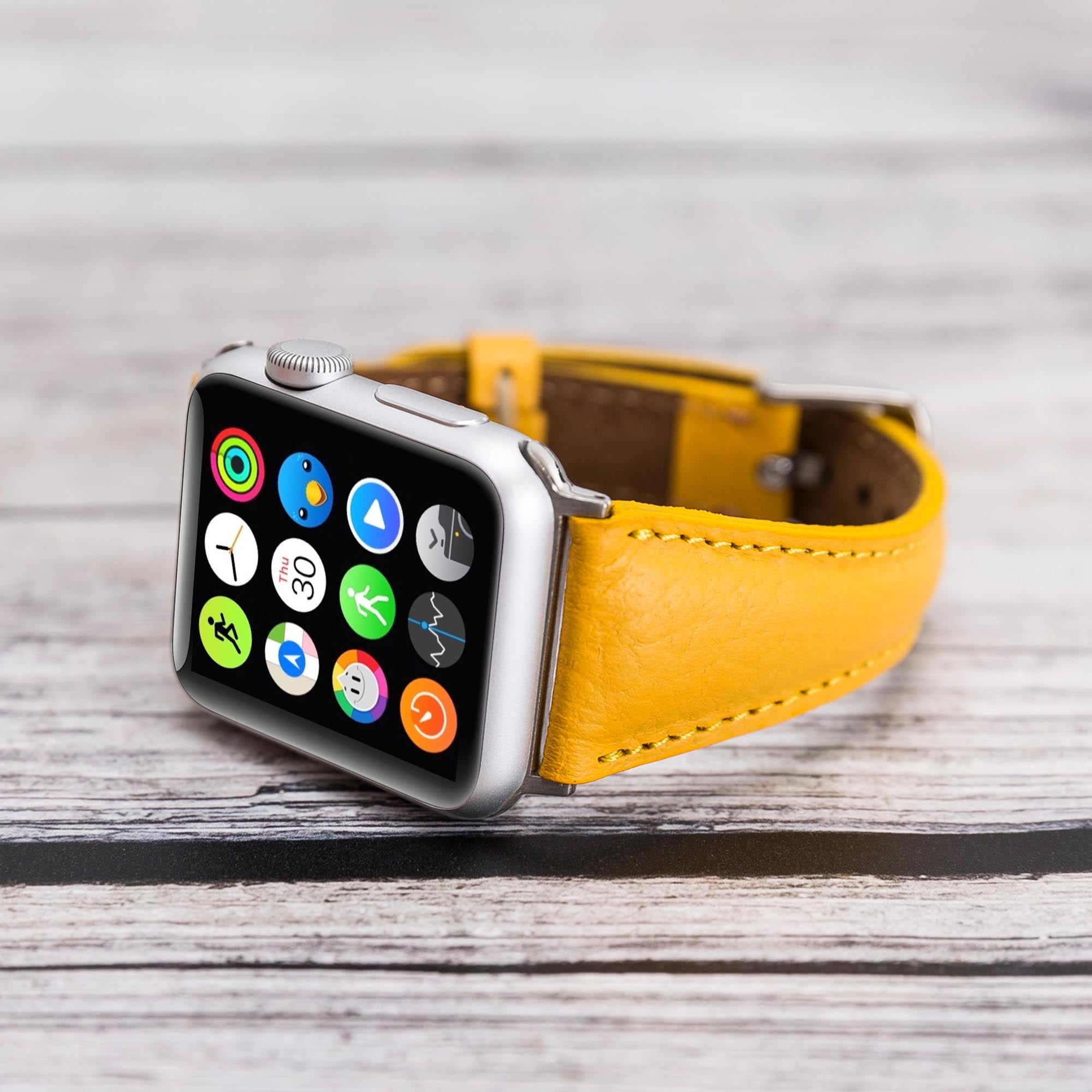 Slim Strap - Full Grain Leather Band for Apple Watch 38mm / 40mm - YELLOW - saracleather