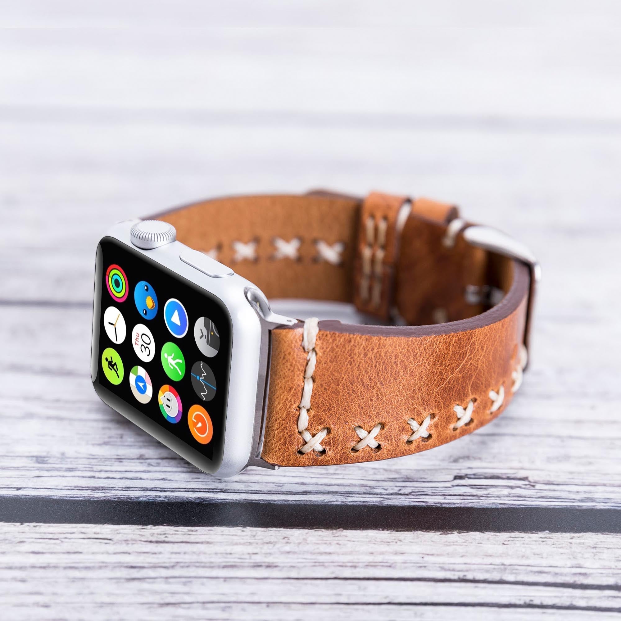 Full Grain Leather Band for Apple Watch - CAMEL - saracleather