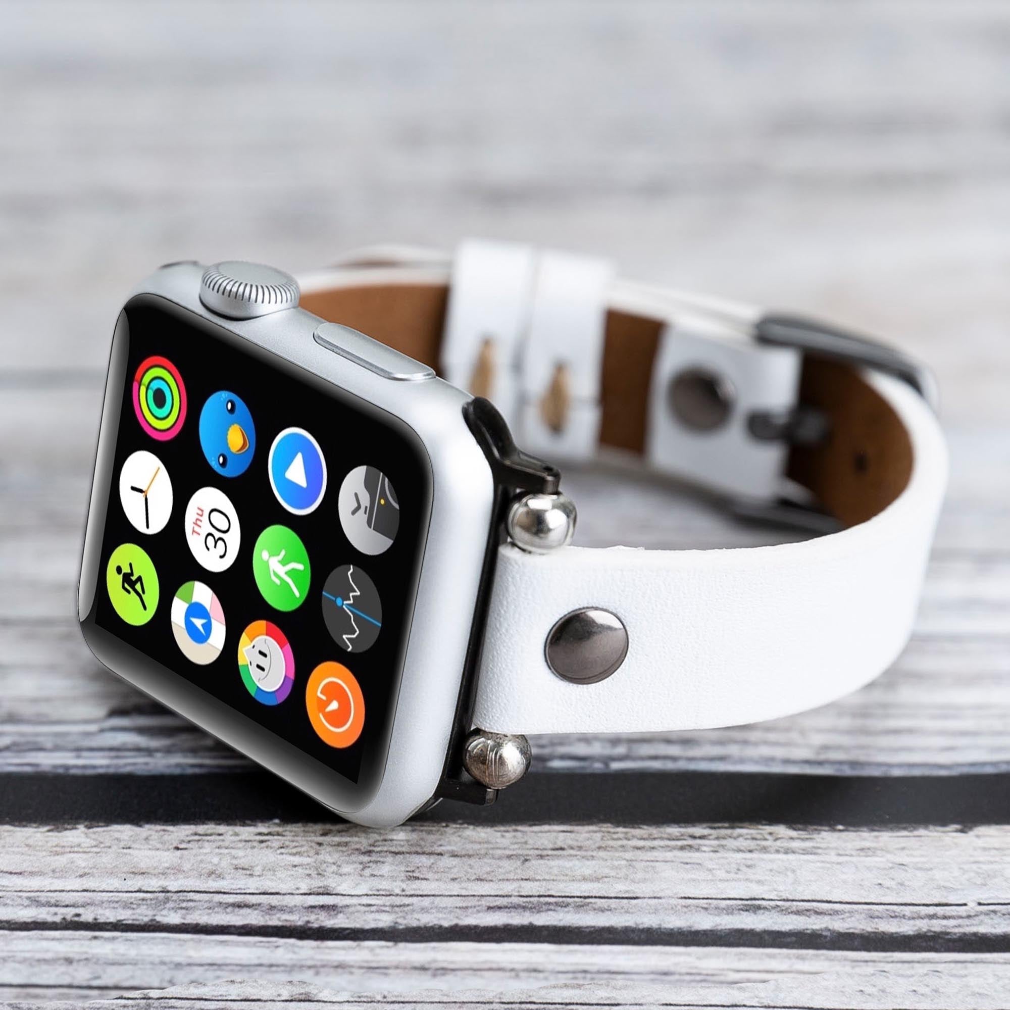 Ferro Strap - Full Grain Leather Band for Apple Watch - WHITE - saracleather