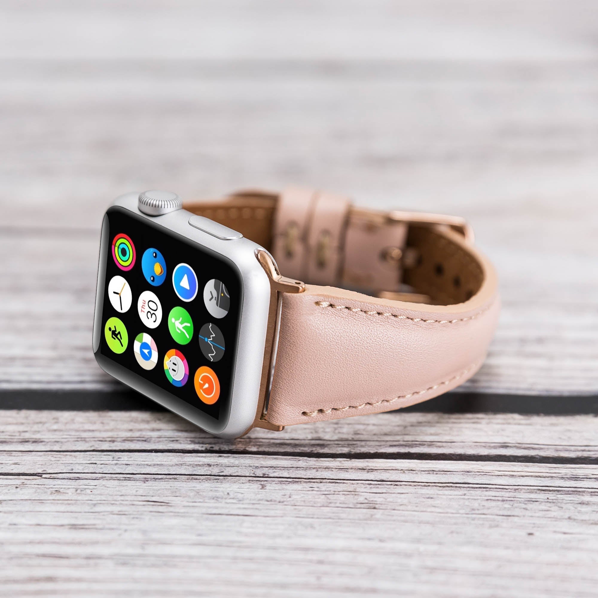 Slim Strap - Full Grain Leather Band for Apple Watch 38mm / 40mm - PINK - saracleather