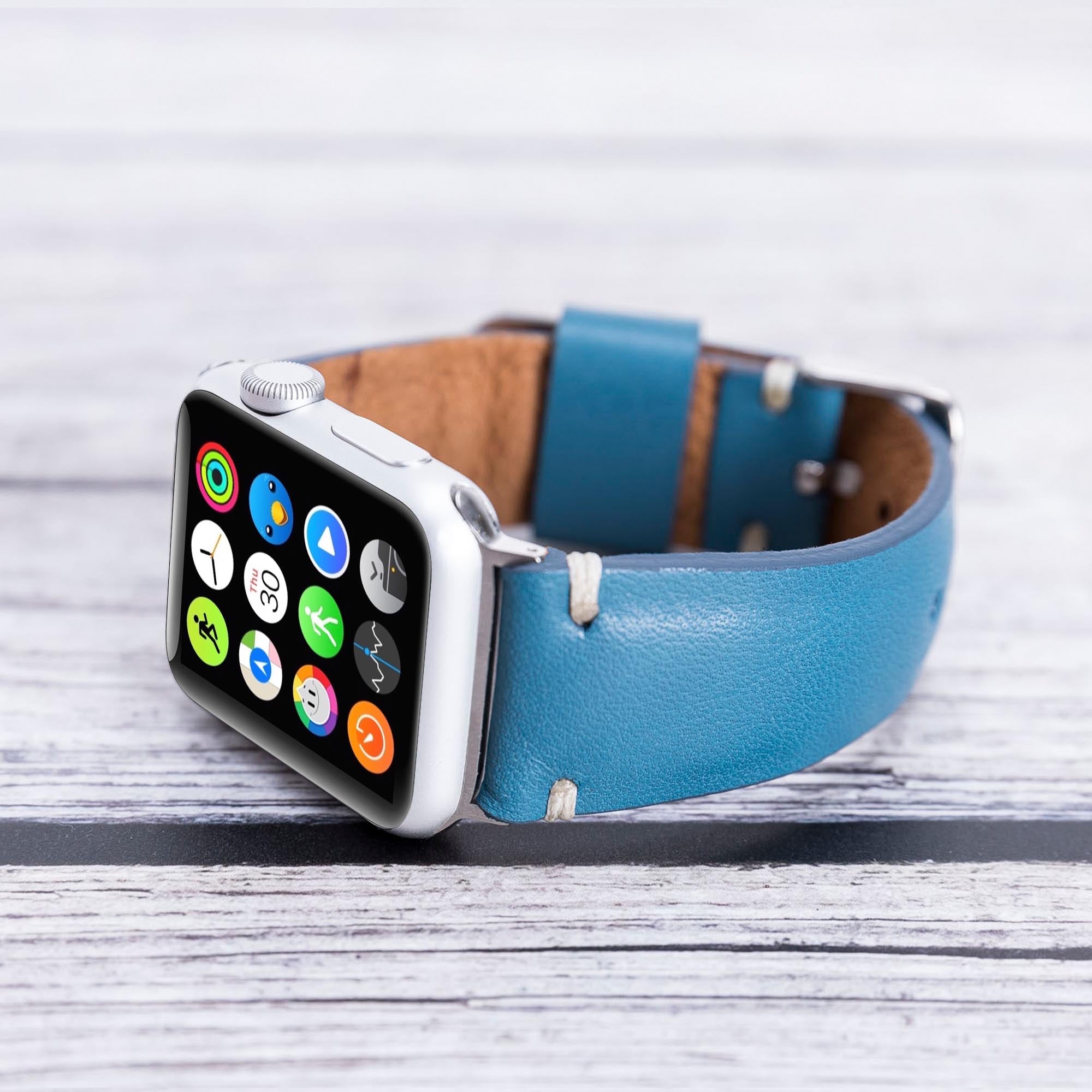 Full Grain Leather Band for Apple Watch - BLUE - saracleather