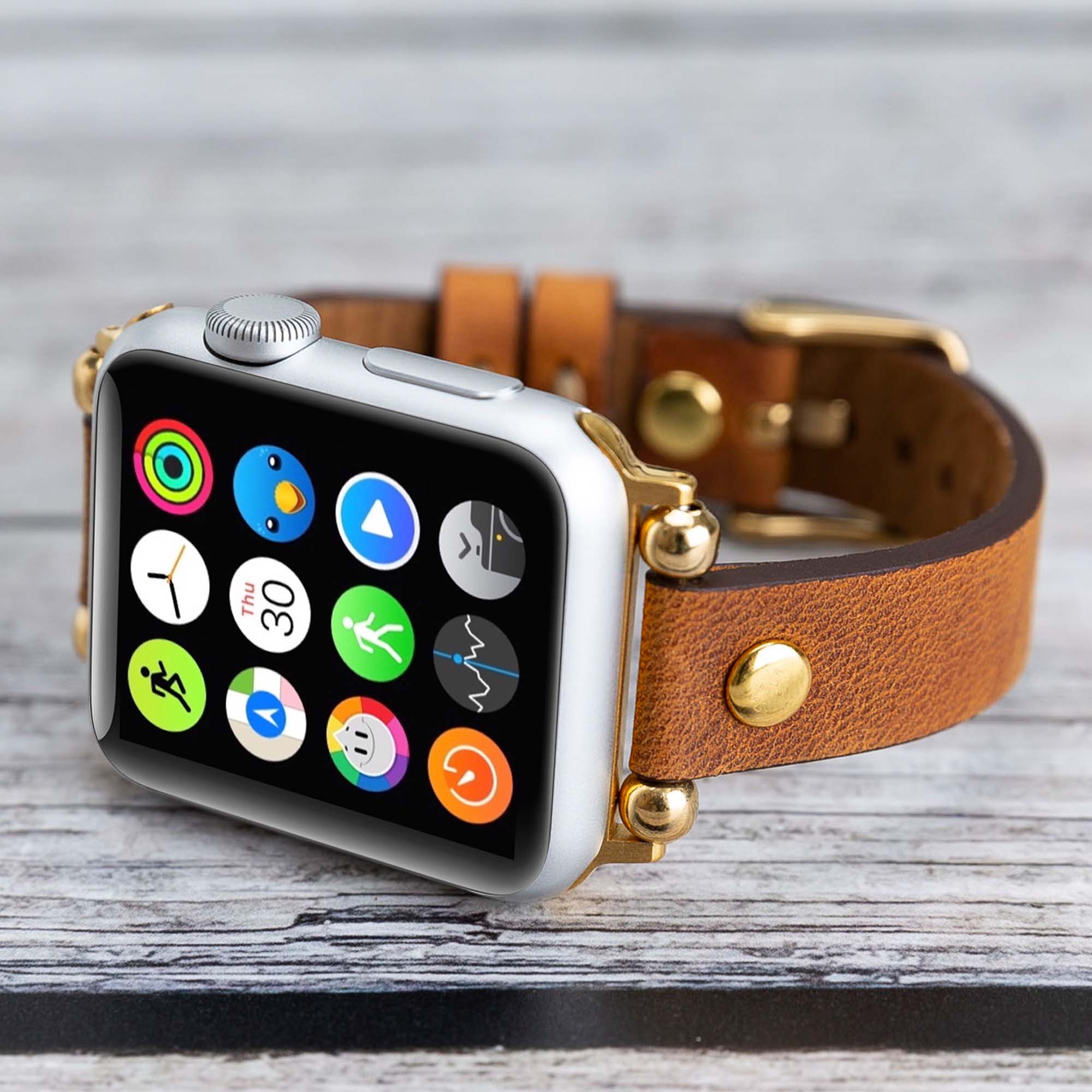 Ferro Strap - Full Grain Leather Band for Apple Watch - TAN - saracleather